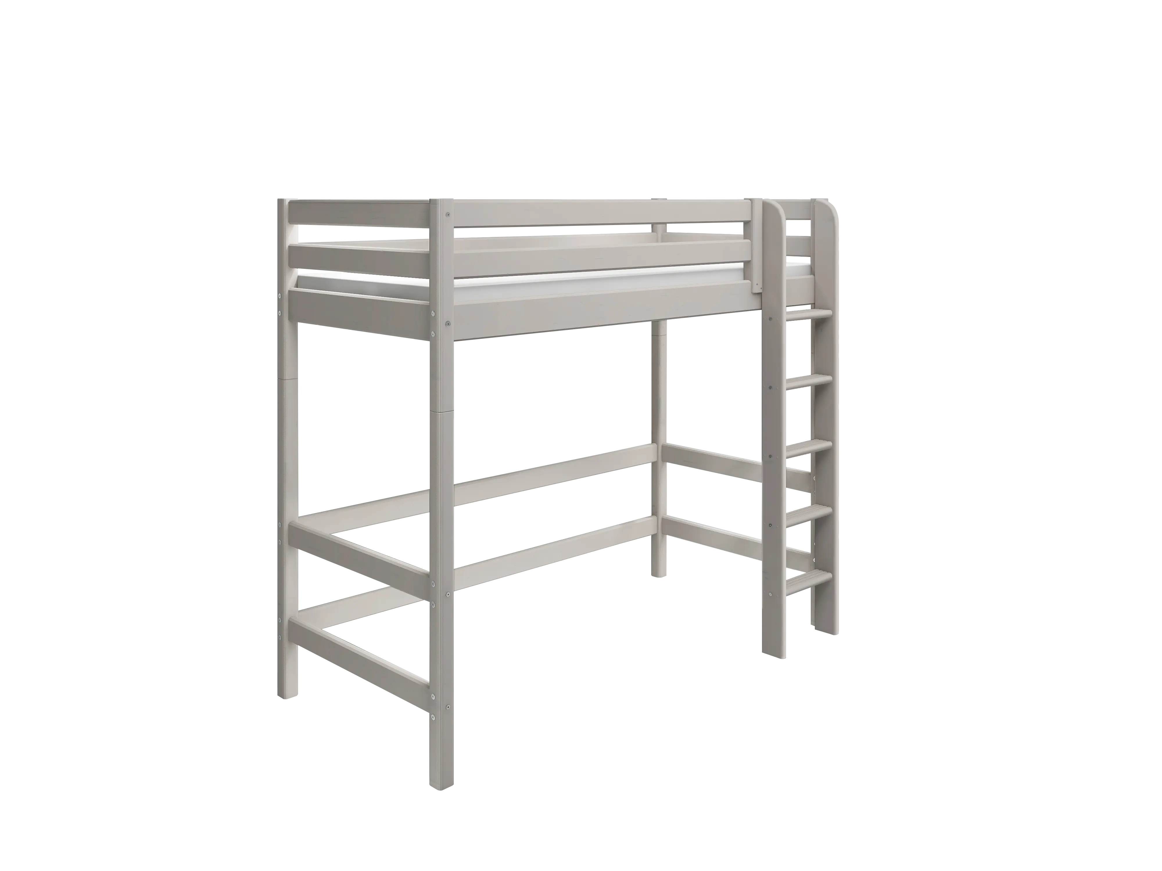 High Bed 184 cm with Safety Rail and Ladder, 90x200 cm, Grey - Image 6