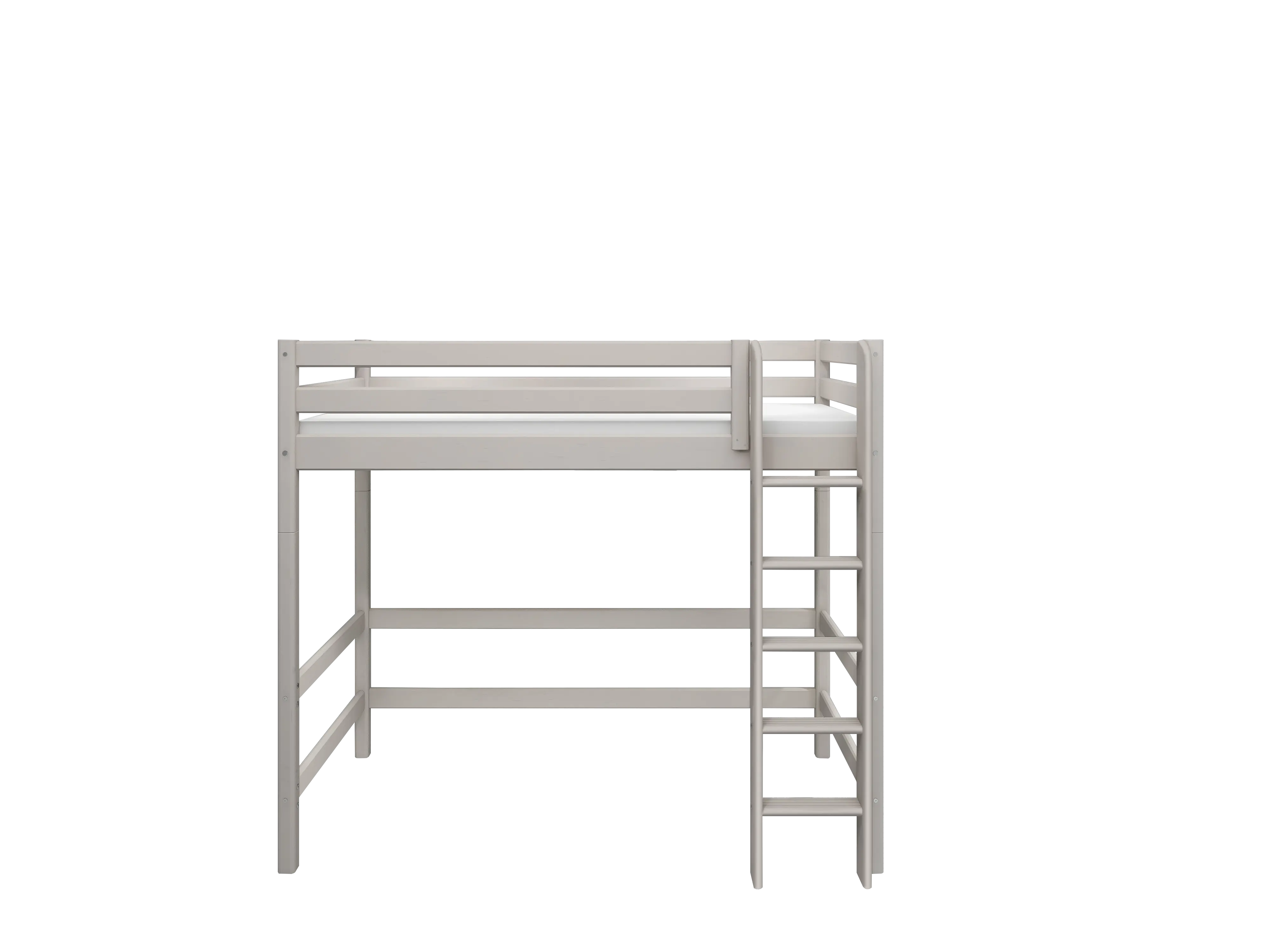 High Bed 184 cm with Safety Rail and Ladder, 90x200 cm, Grey - Image 7
