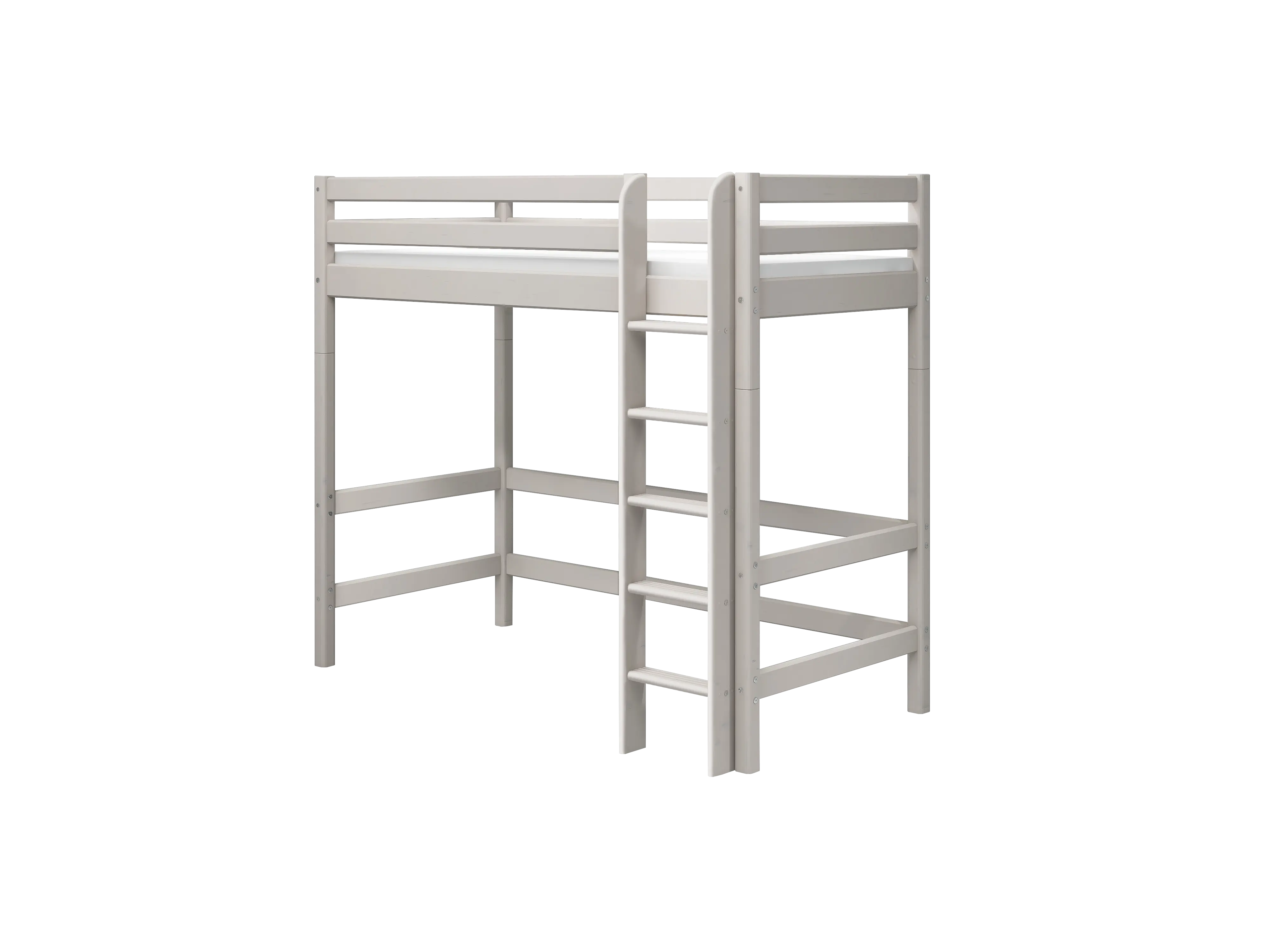 High Bed 184 cm with Safety Rail and Ladder, 90x200 cm, Grey - Image 8