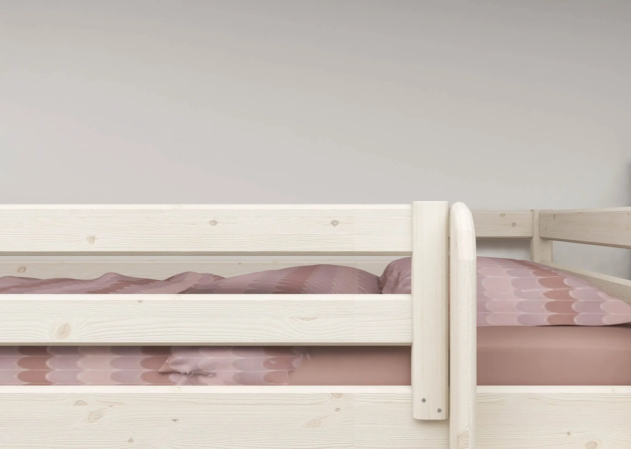 High Bed 184 cm with Ladder and Safety Rail, 90x200 cm, White - Image 5