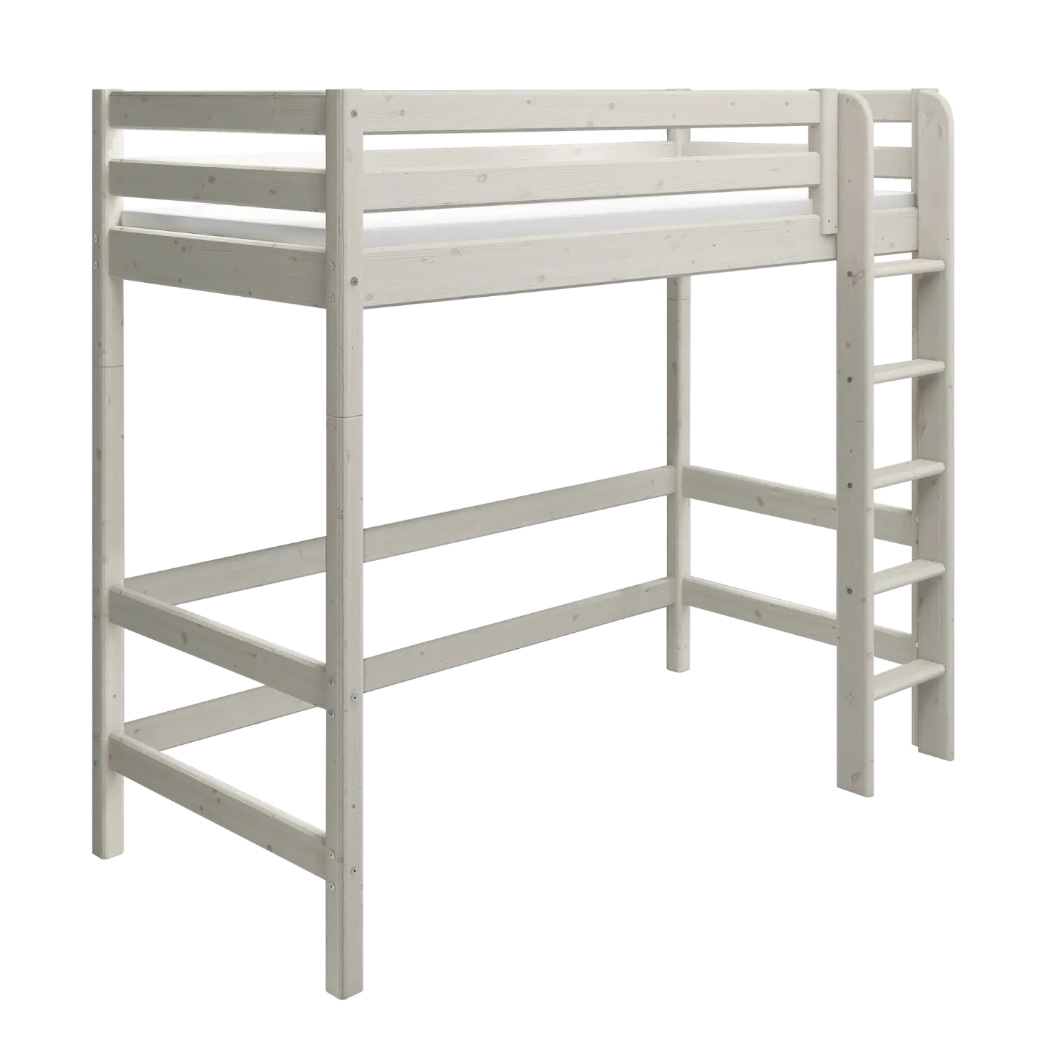 High Bed 184 cm with Ladder and Safety Rail, 90x200 cm, White - Image 6