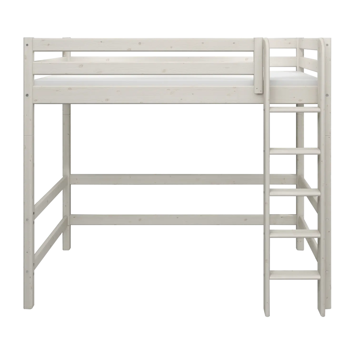 High Bed 184 cm with Ladder and Safety Rail, 90x200 cm, White - Image 7