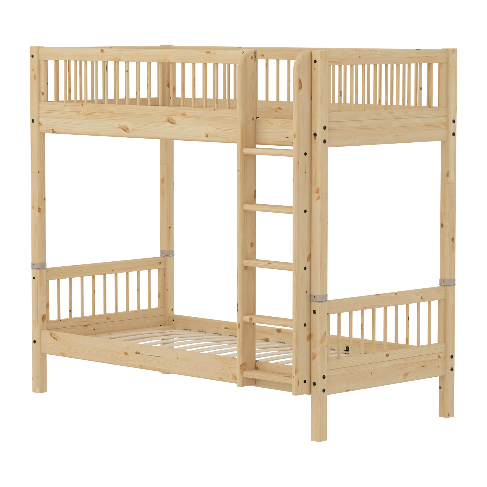 Bunk Bed with Extra Height and Safety Rails, 90x200 cm, Pine