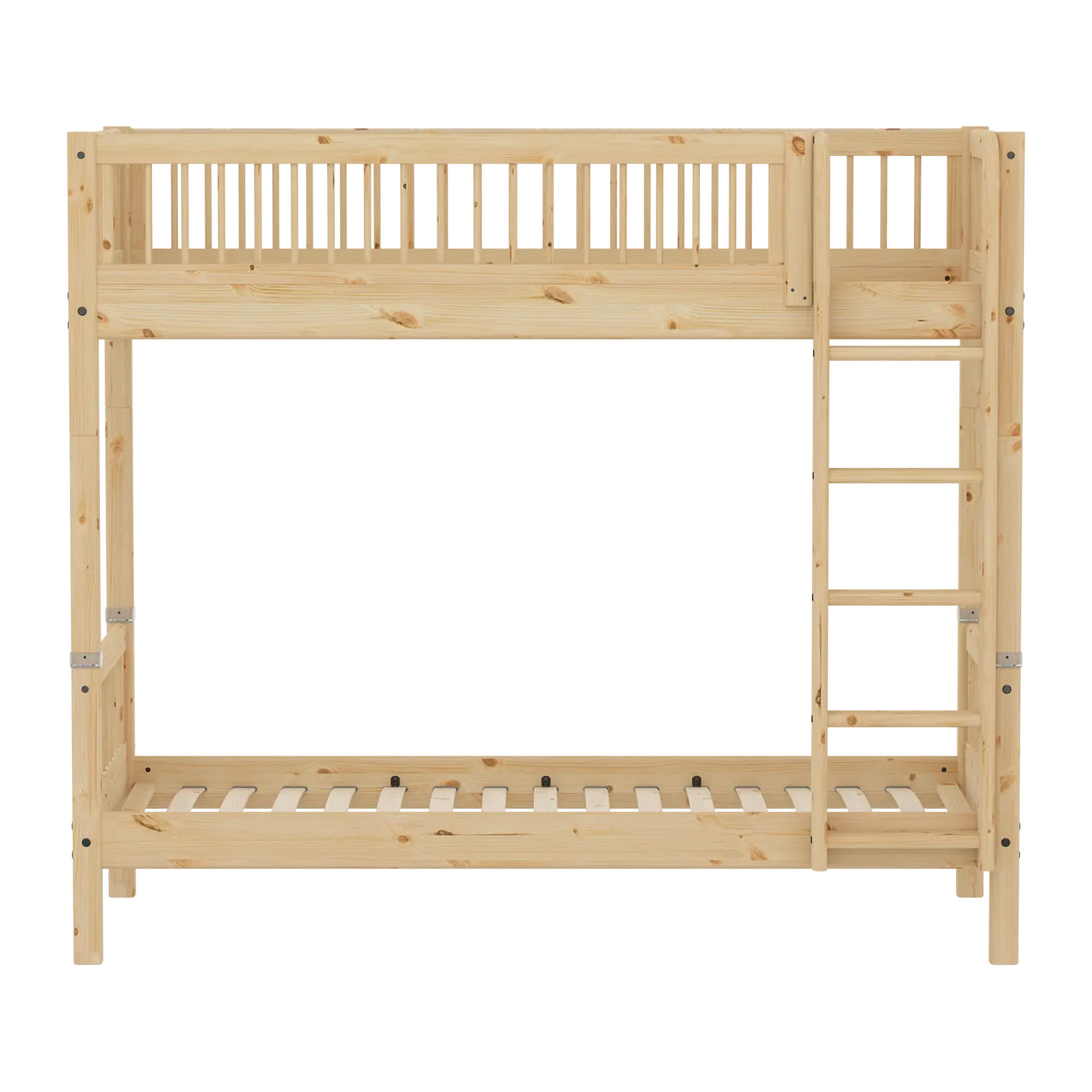 Bunk Bed with Extra Height and Safety Rails, 90x200 cm, Pine - Image 4
