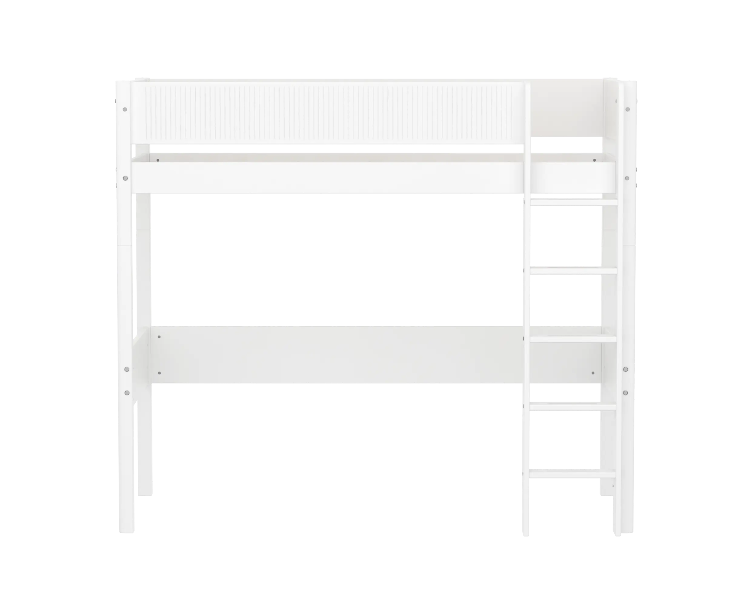 High Bed 184 cm with Ladder and Safety Rail, 90x200 cm, White - Image 2