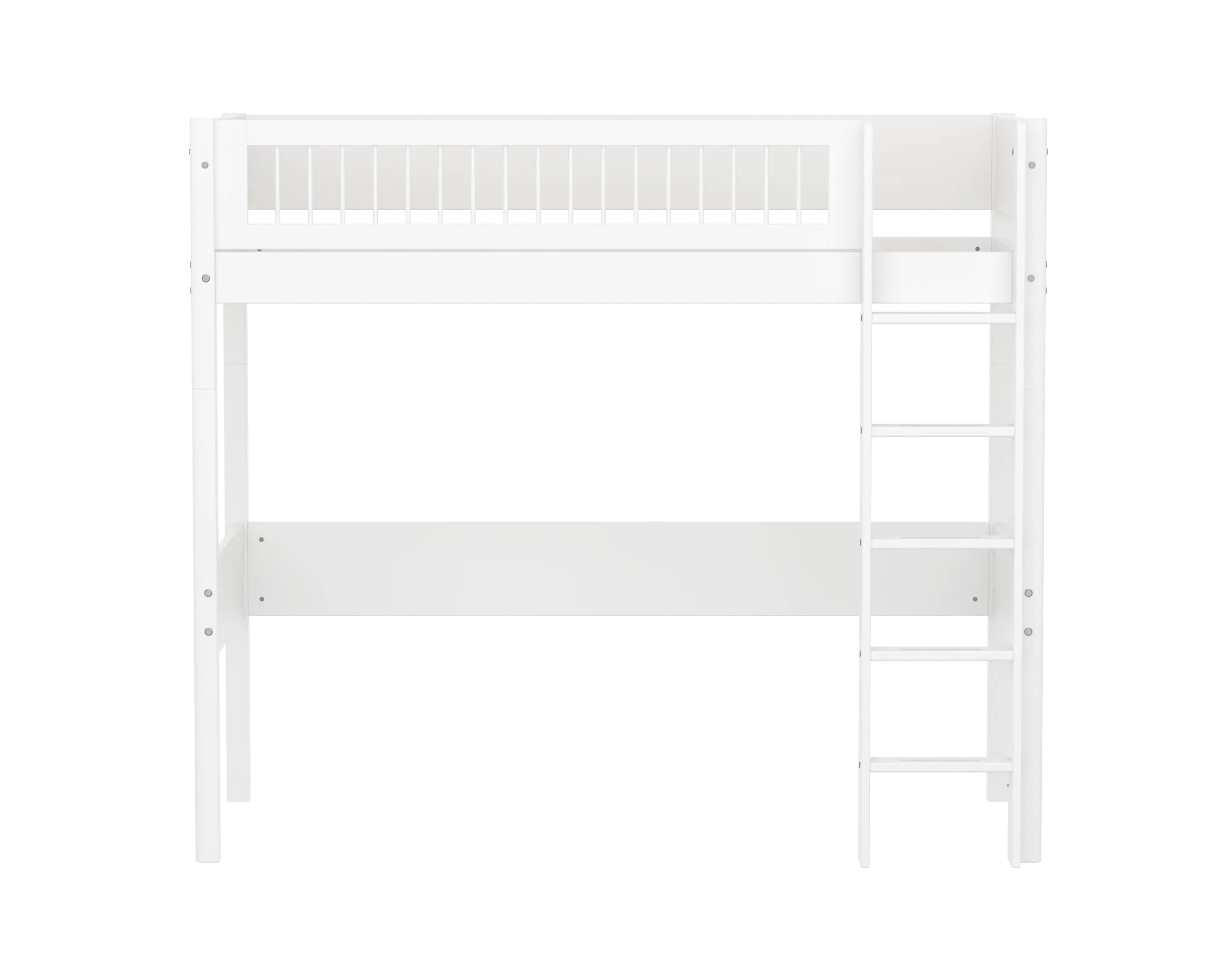 High Bed 184 cm with Ladder and Safety Rail, 90x200 cm, White - Image 3