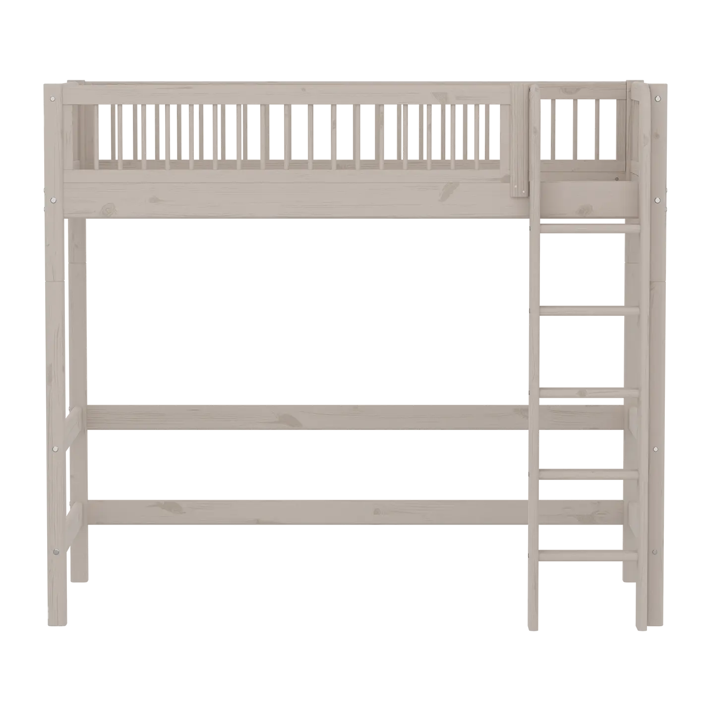 High Bed 184 cm with Ladder and Safety Rail, 90x200 cm, Grey - Image 2