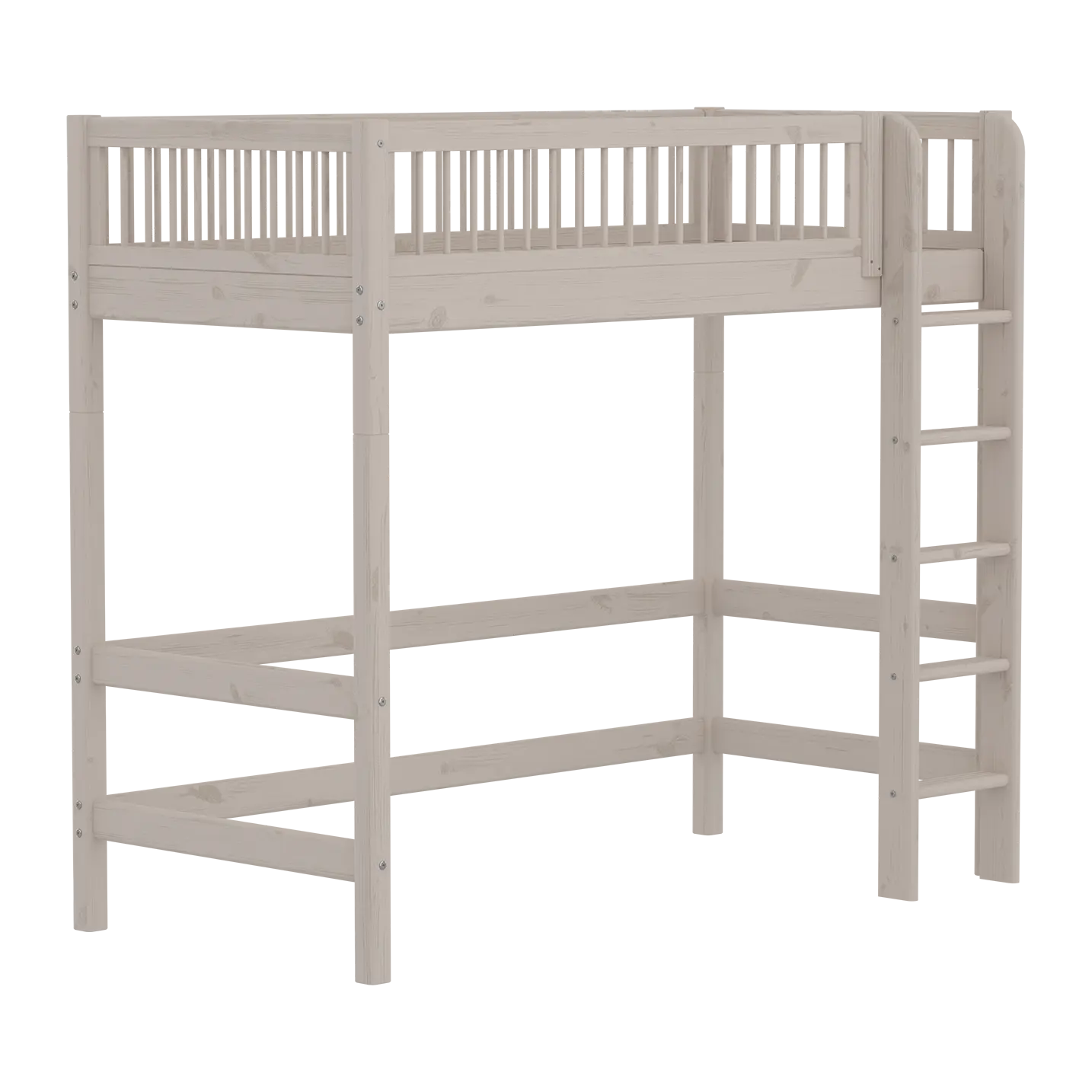 High Bed 184 cm with Ladder and Safety Rail, 90x200 cm, Grey - Image 3