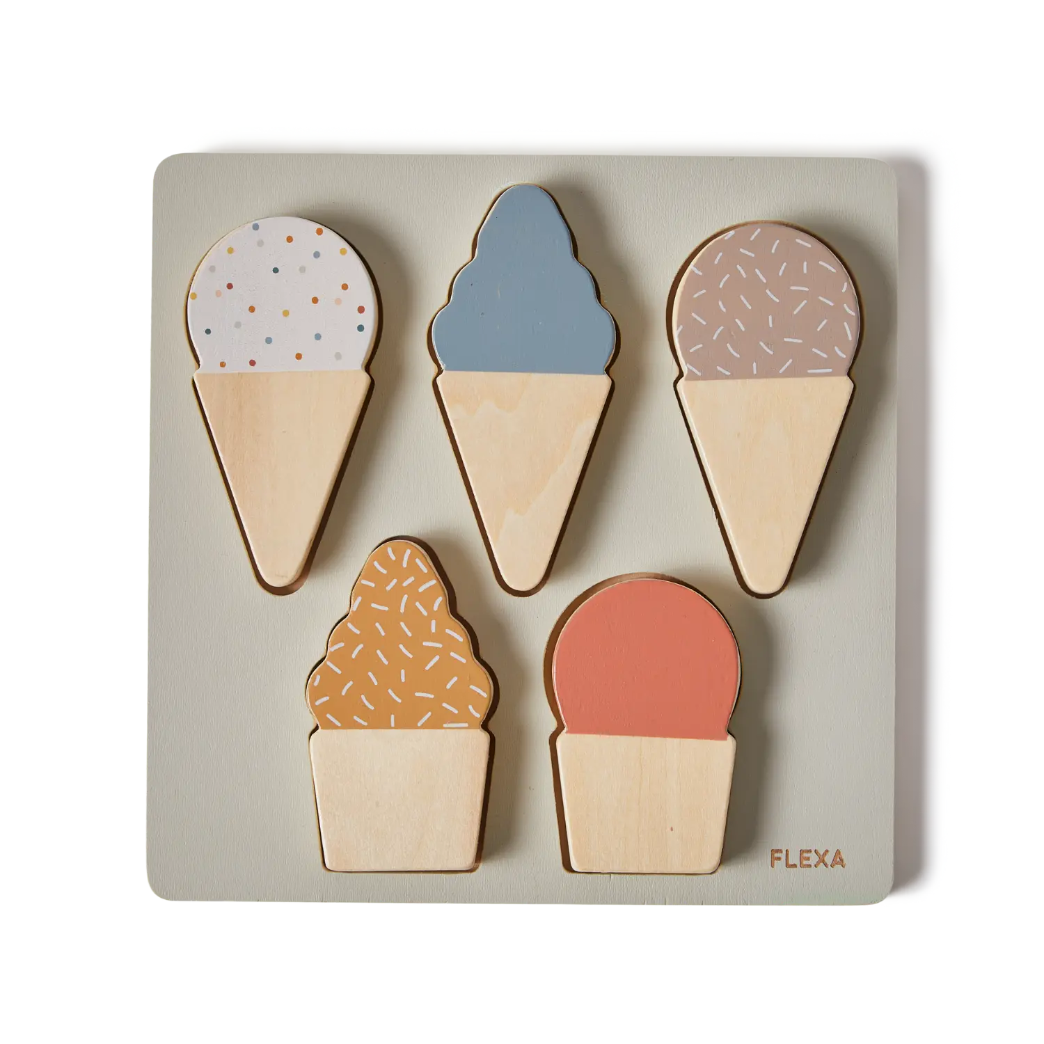 Ice Cream Puzzle, 5 pcs, Handpainted - Image 7