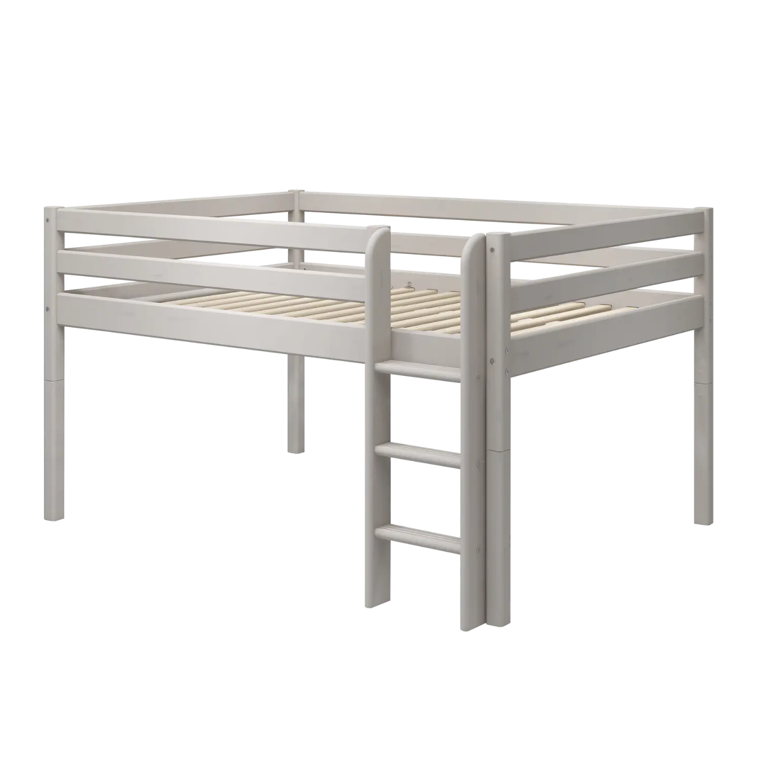 High Bed 120 cm with Ladder and Safety Rail, 140x200 cm, Grey - Image 10