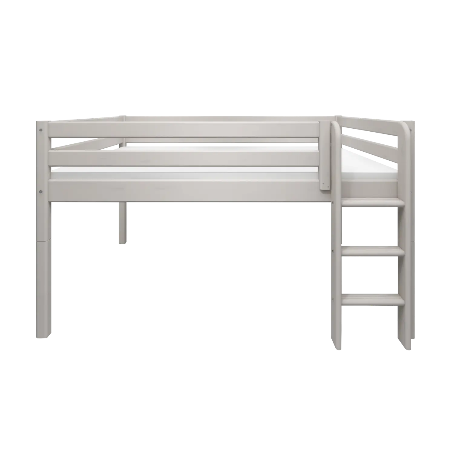 High Bed 120 cm with Ladder and Safety Rail, 140x200 cm, Grey - Image 5