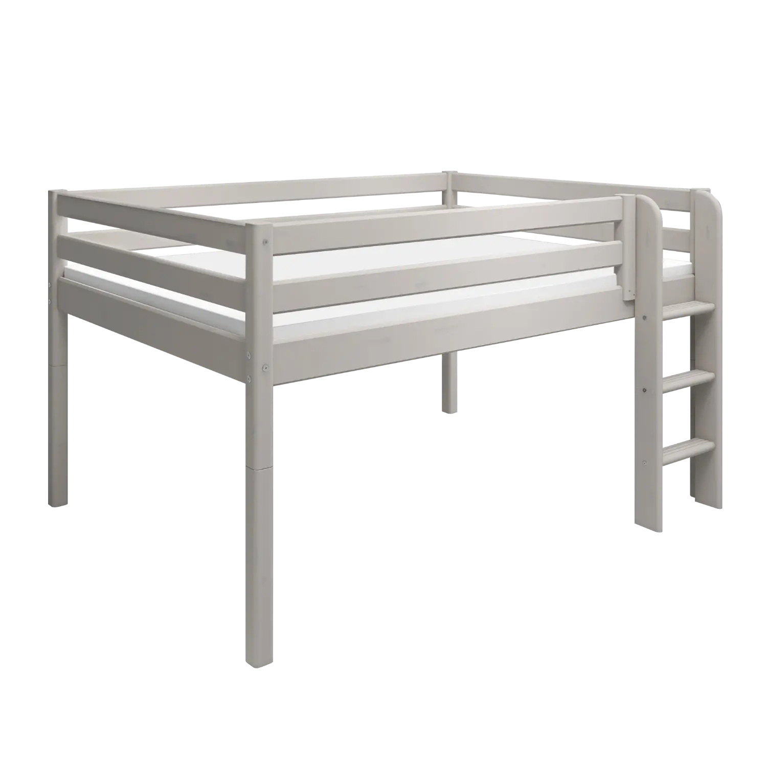 High Bed 120 cm with Ladder and Safety Rail, 140x200 cm, Grey - Image 7