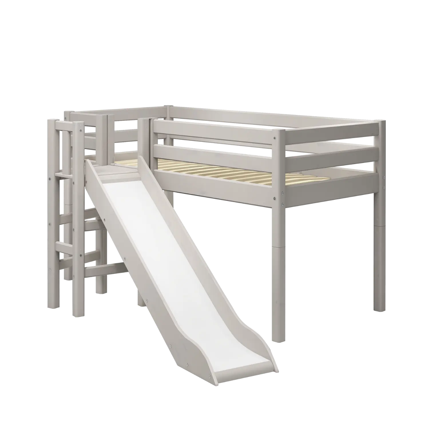 High Bed 120 cm with Slide and Safety Rail, 90x200 cm, Grey - Image 4