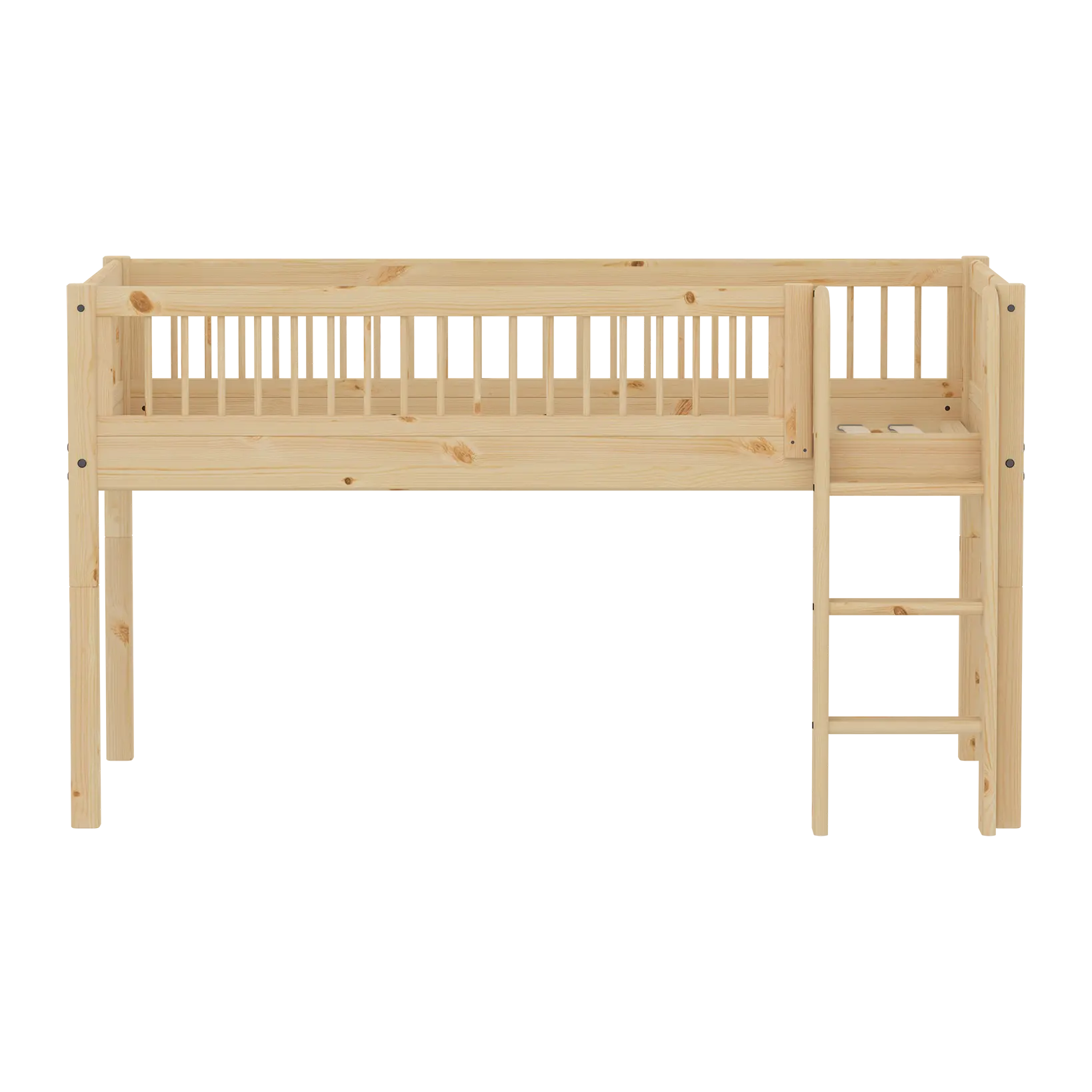 Mid-High Bed with Safety Rails, 90x200 cm, Pine - Image 6