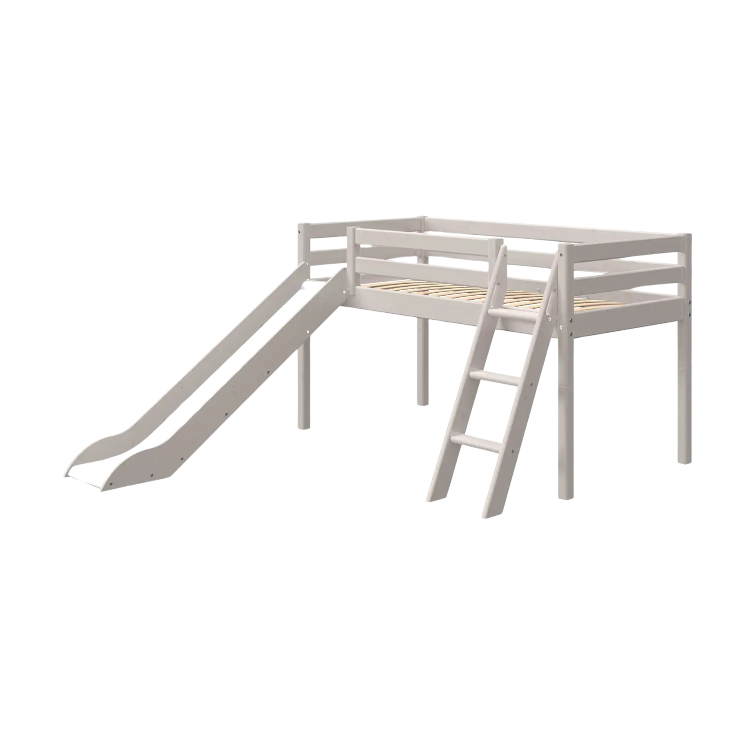 High Bed 120 cm with Slide and Ladder, 90x200 cm, Grey - Image 4