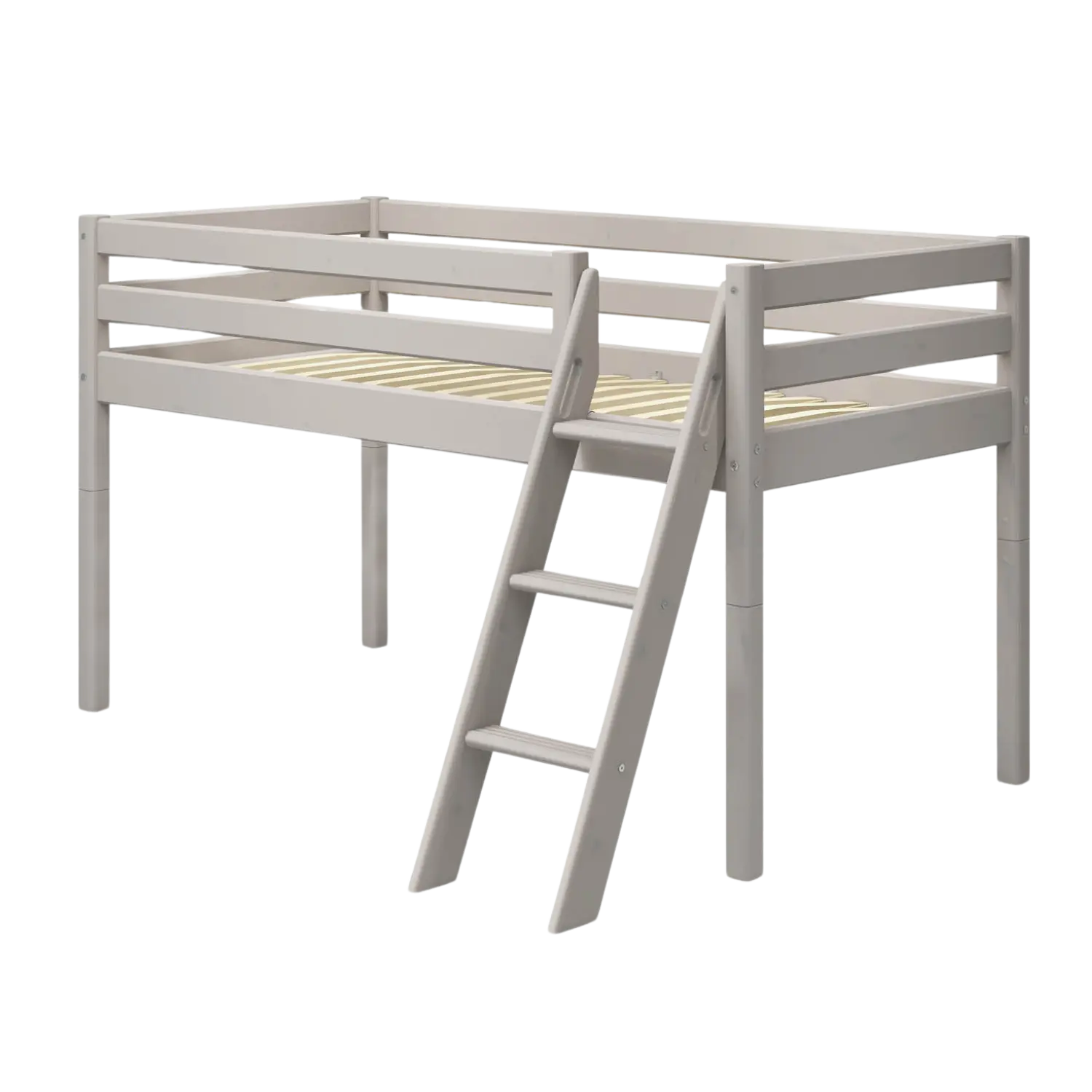 High Bed 120 cm with Ladder and Safety Rail, 90x200 cm, Grey - Image 3