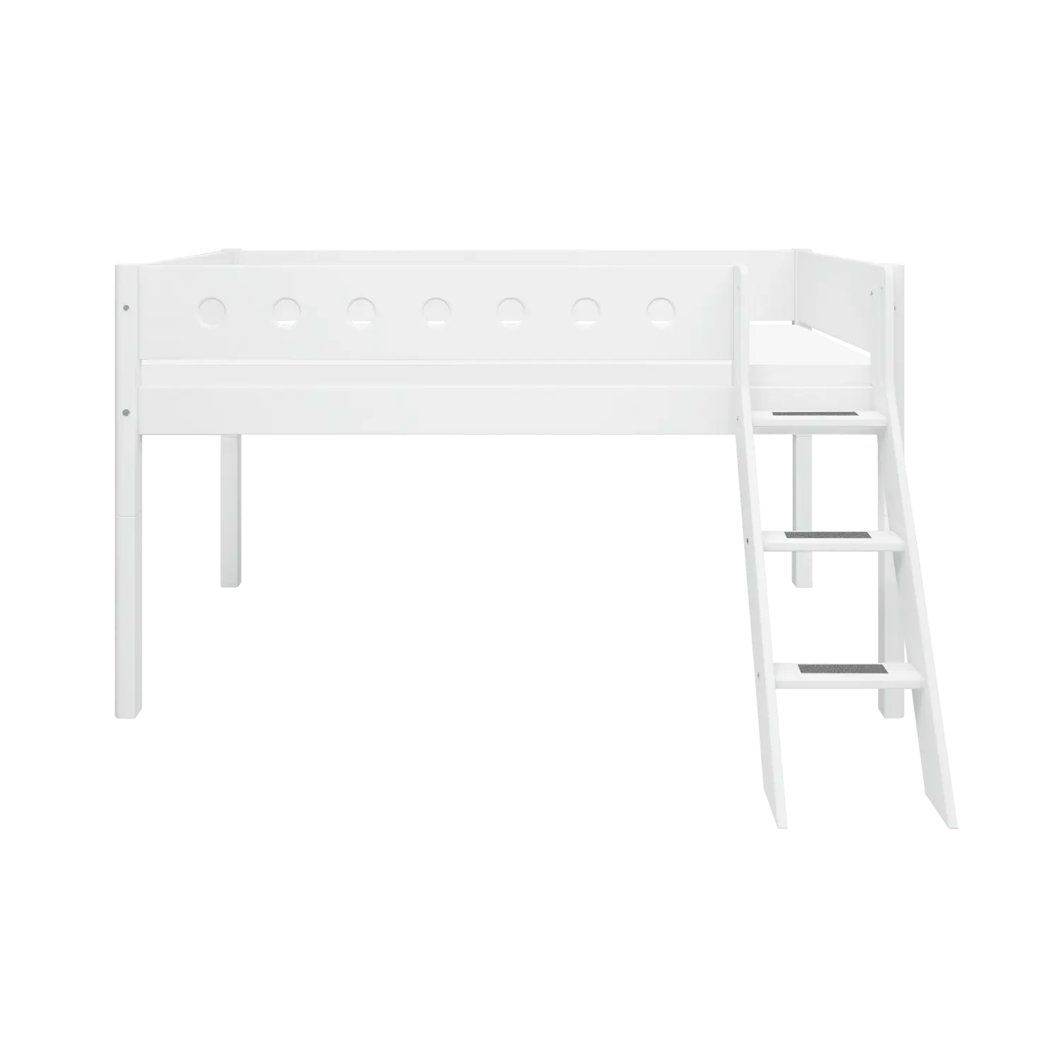 High Bed 120 cm with Ladder and Safety Rail, 90x200 cm, White - Image 3