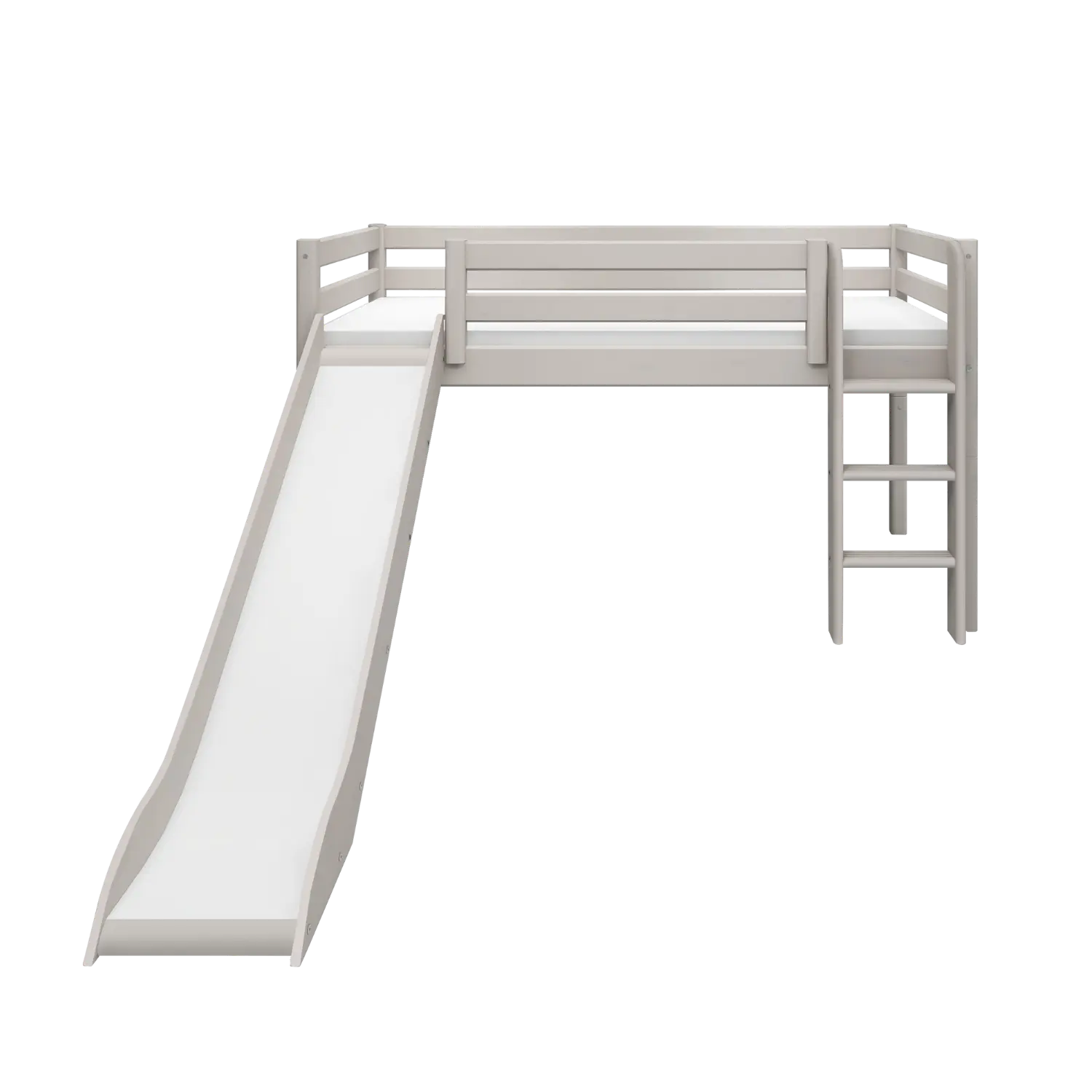 High Bed 120 cm with Slide and Ladder, 90x200 cm, Grey - Image 2