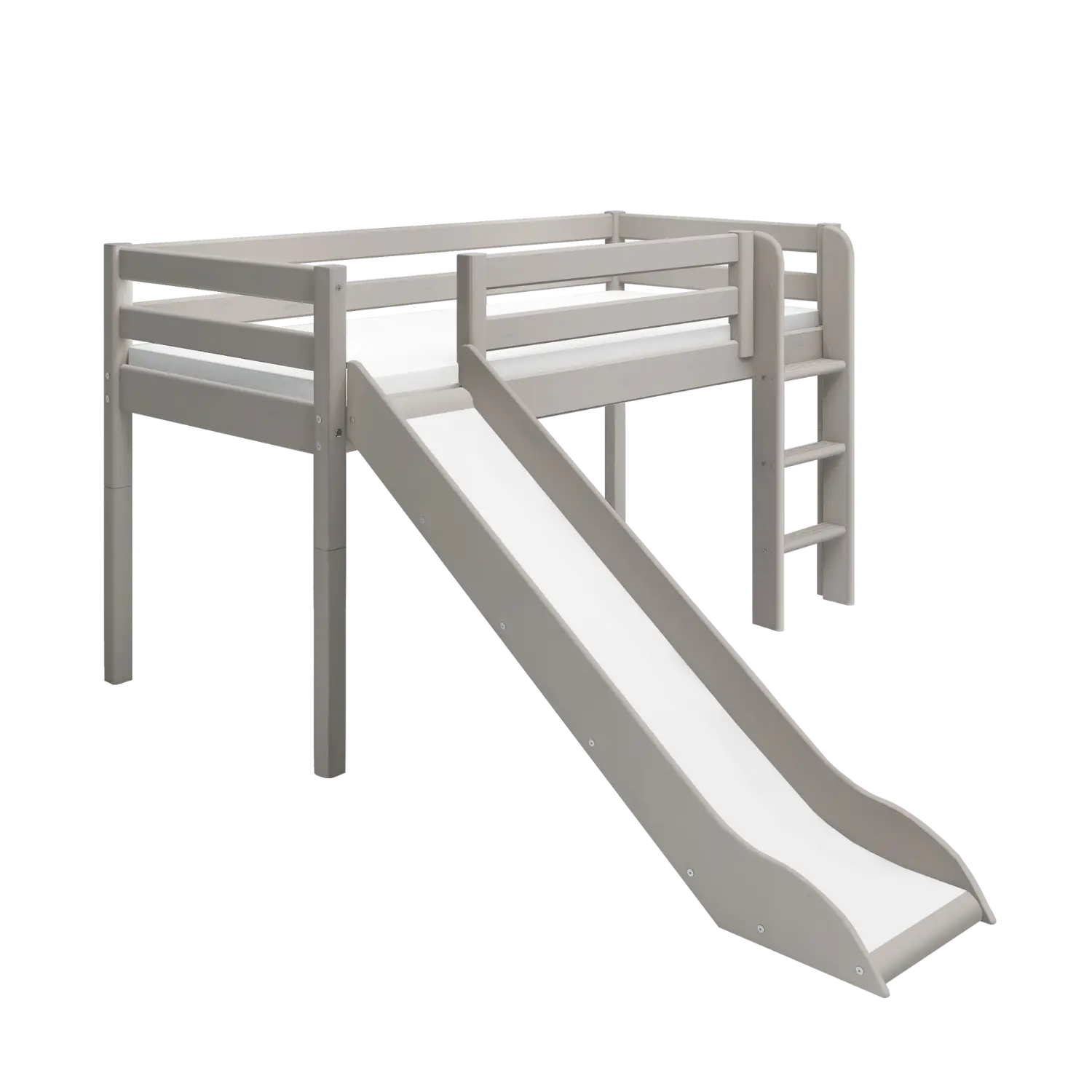 High Bed 120 cm with Slide and Ladder, 90x200 cm, Grey - Image 3