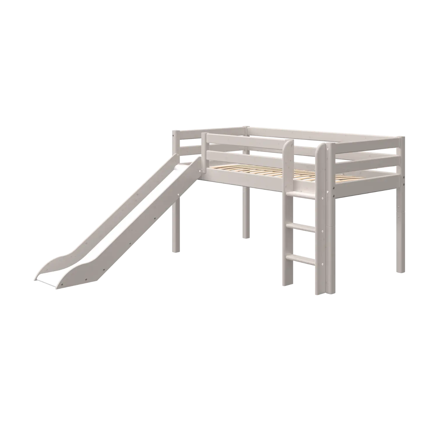 High Bed 120 cm with Slide and Ladder, 90x200 cm, Grey - Image 4