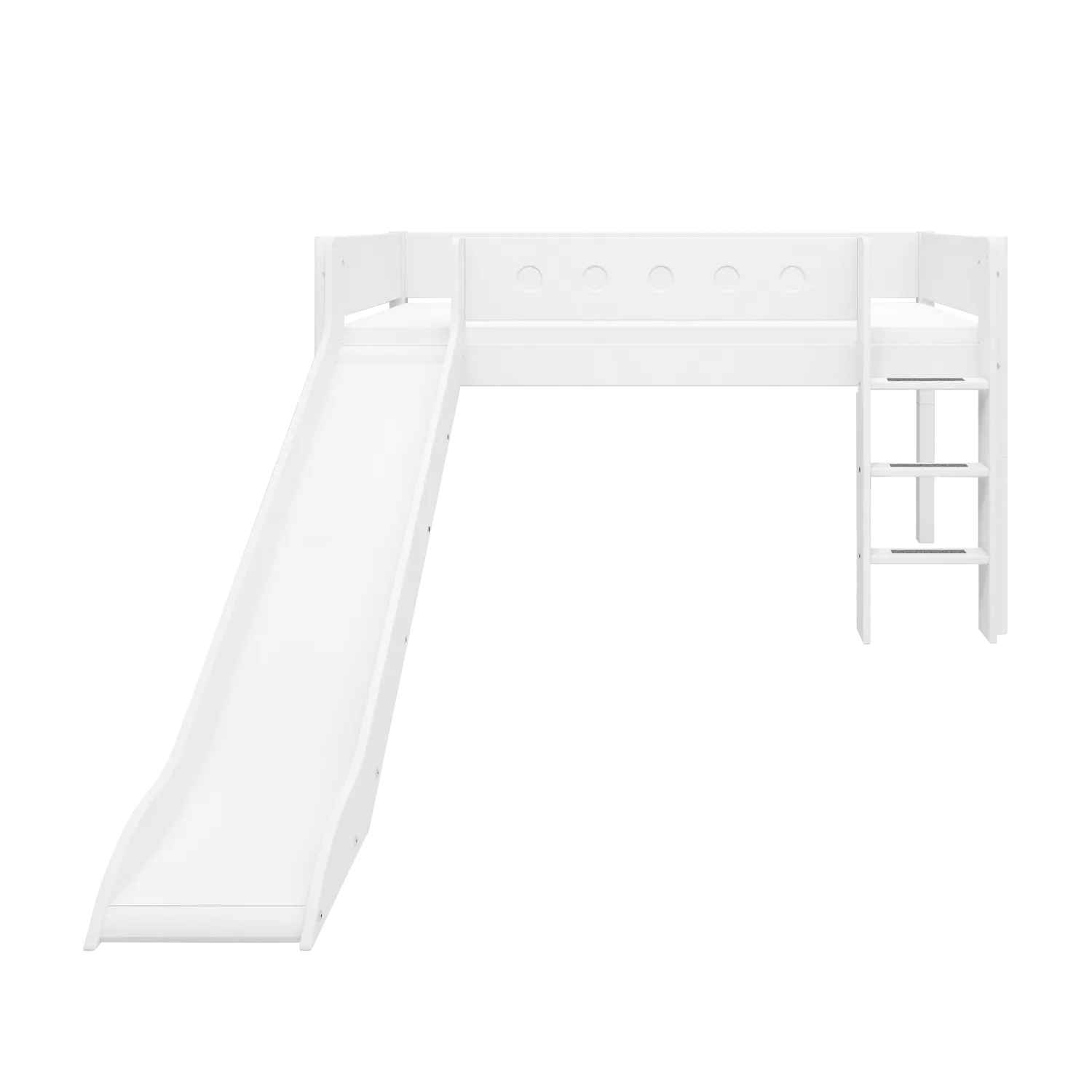 High Bed 120 cm with Slide, Ladder and Safety Rail, 90x200 cm, White - Image 6