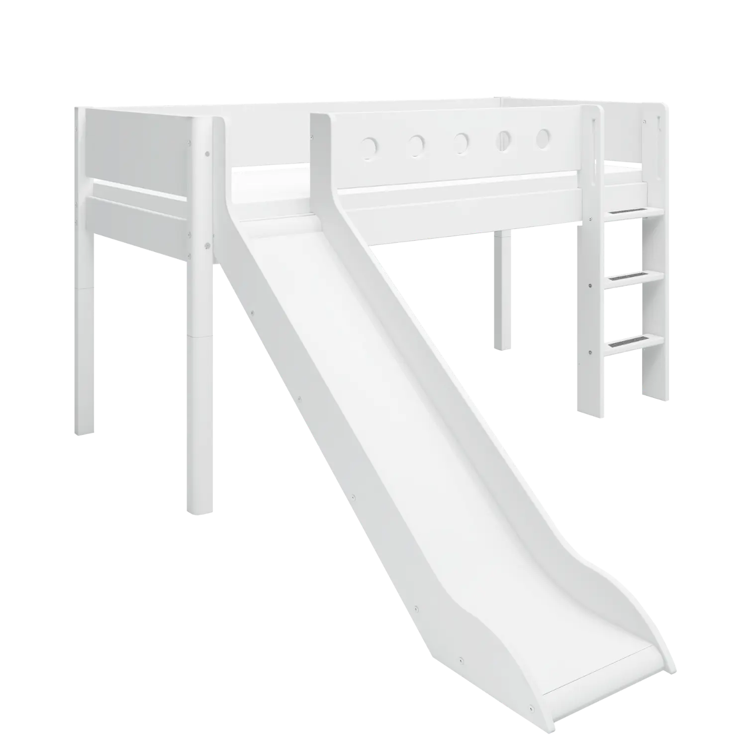 High Bed 120 cm with Slide, Ladder and Safety Rail, 90x200 cm, White - Image 7