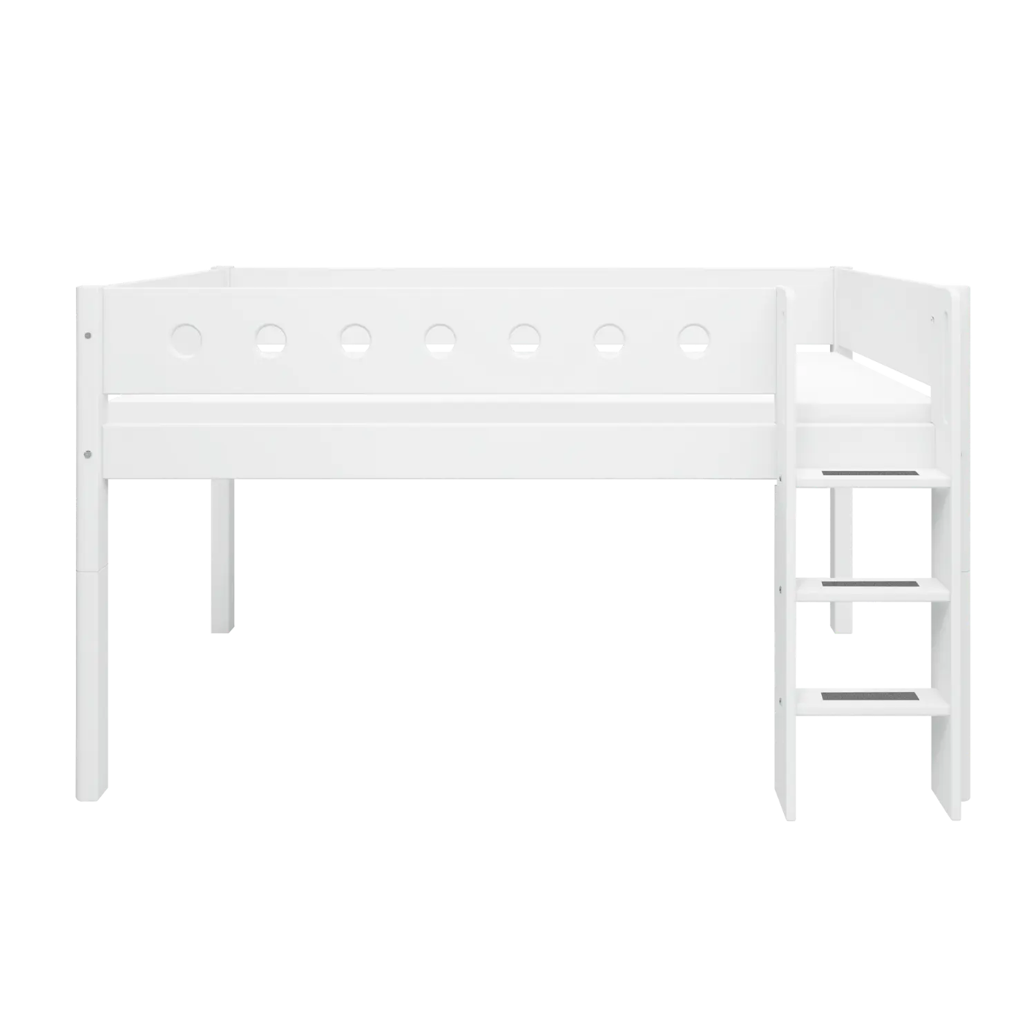 High Bed 120 cm with Ladder and Safety Rail, 90x200 cm, White - Image 3