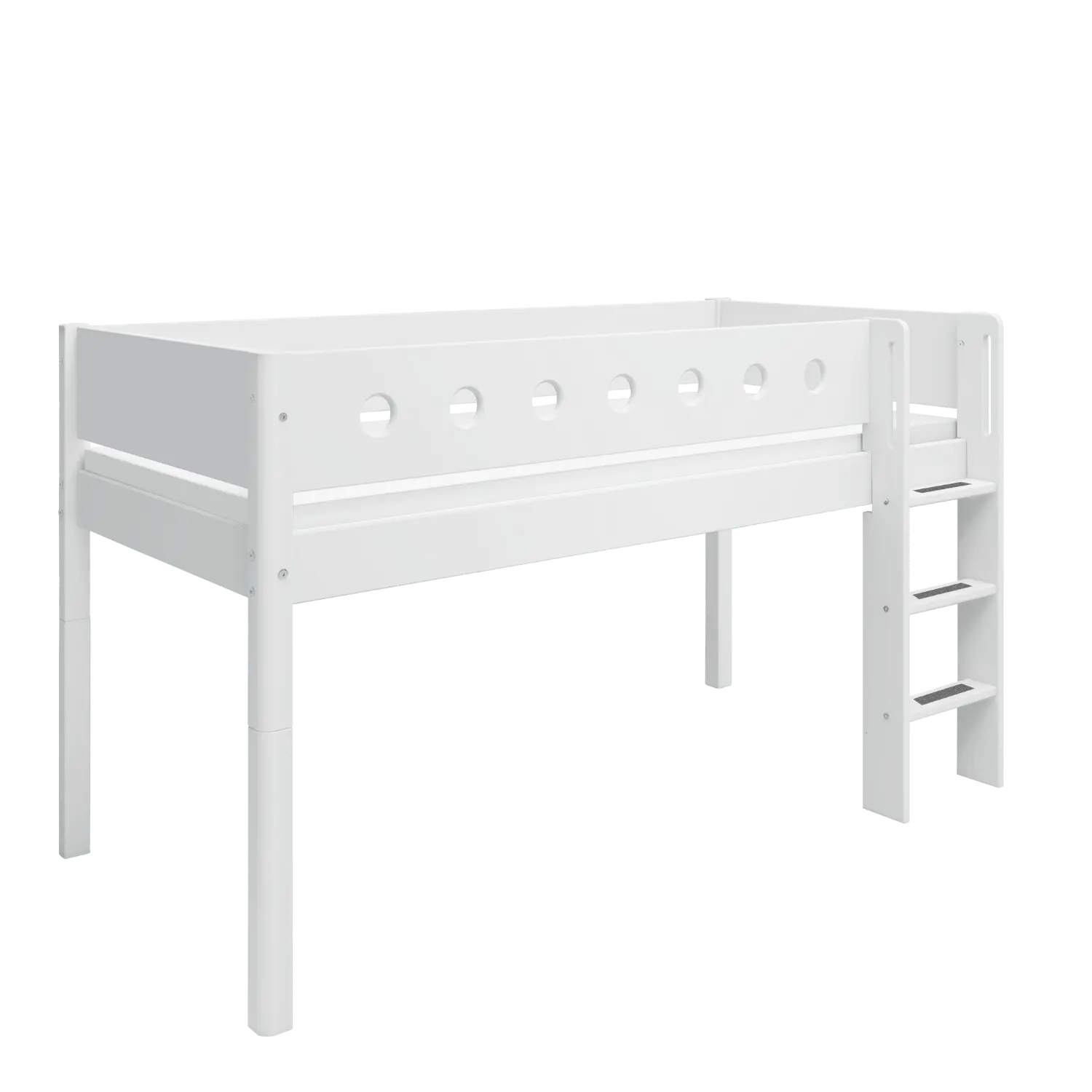 High Bed 120 cm with Ladder and Safety Rail, 90x200 cm, White - Image 4