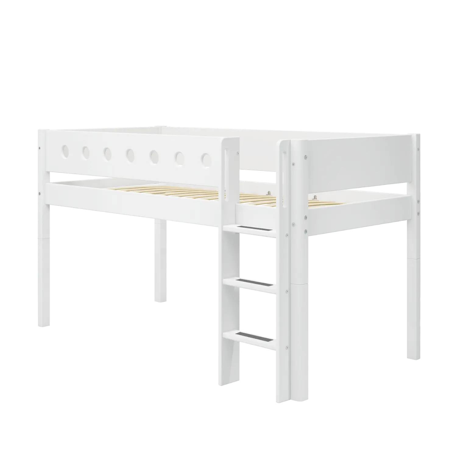 High Bed 120 cm with Ladder and Safety Rail, 90x200 cm, White - Image 5
