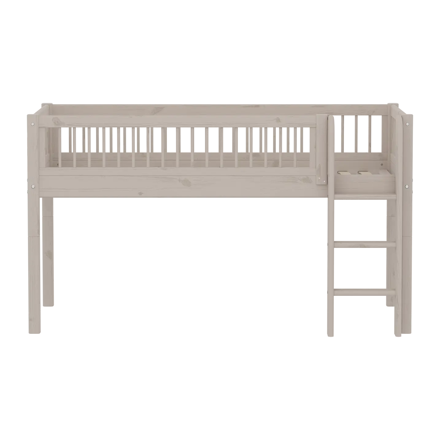 High Bed 120 cm with Safety Rail and Ladder, 90x200 cm, Grey - Image 2