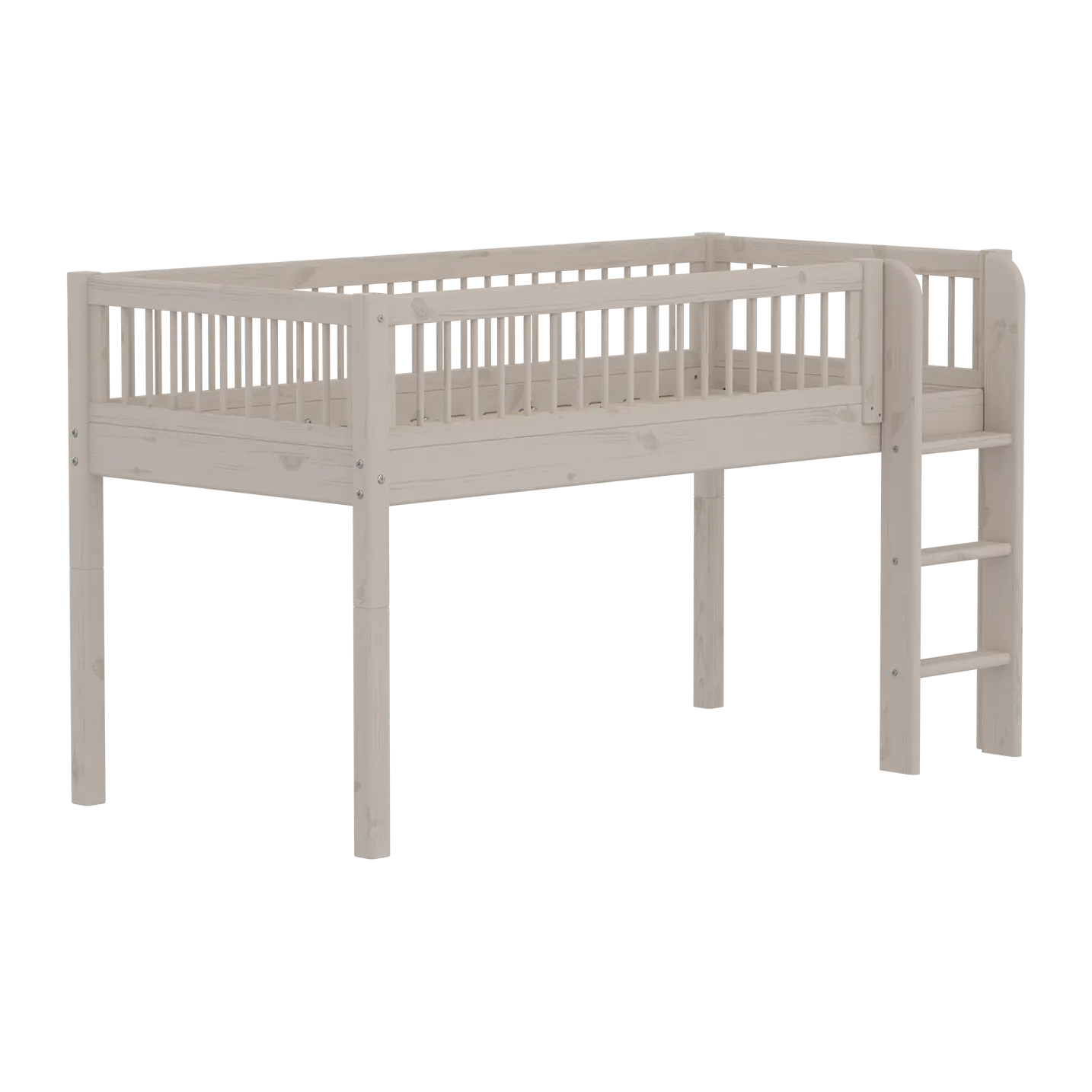 High Bed 120 cm with Safety Rail and Ladder, 90x200 cm, Grey - Image 3