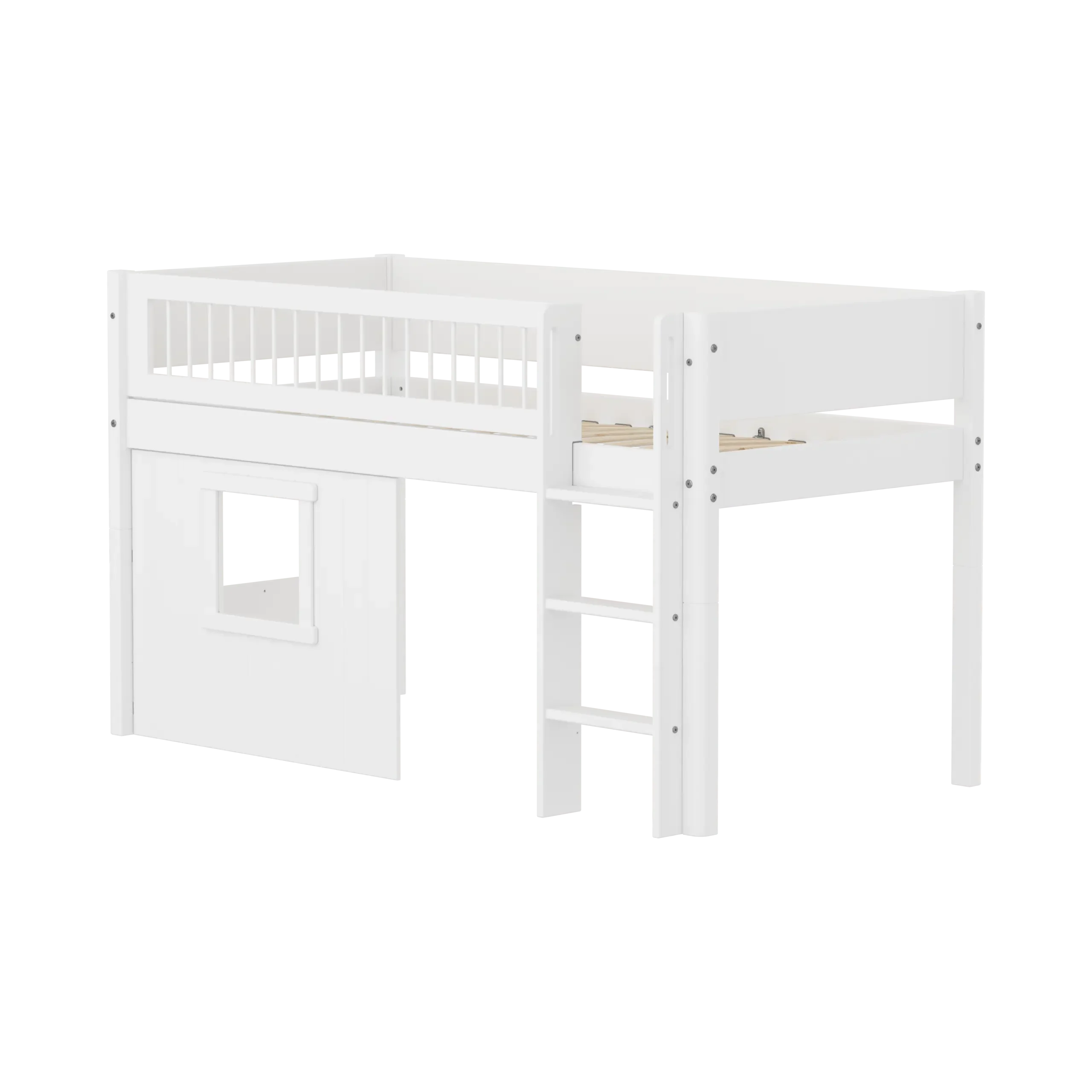 High Bed 120 cm with Treehouse, 90x200 cm, White