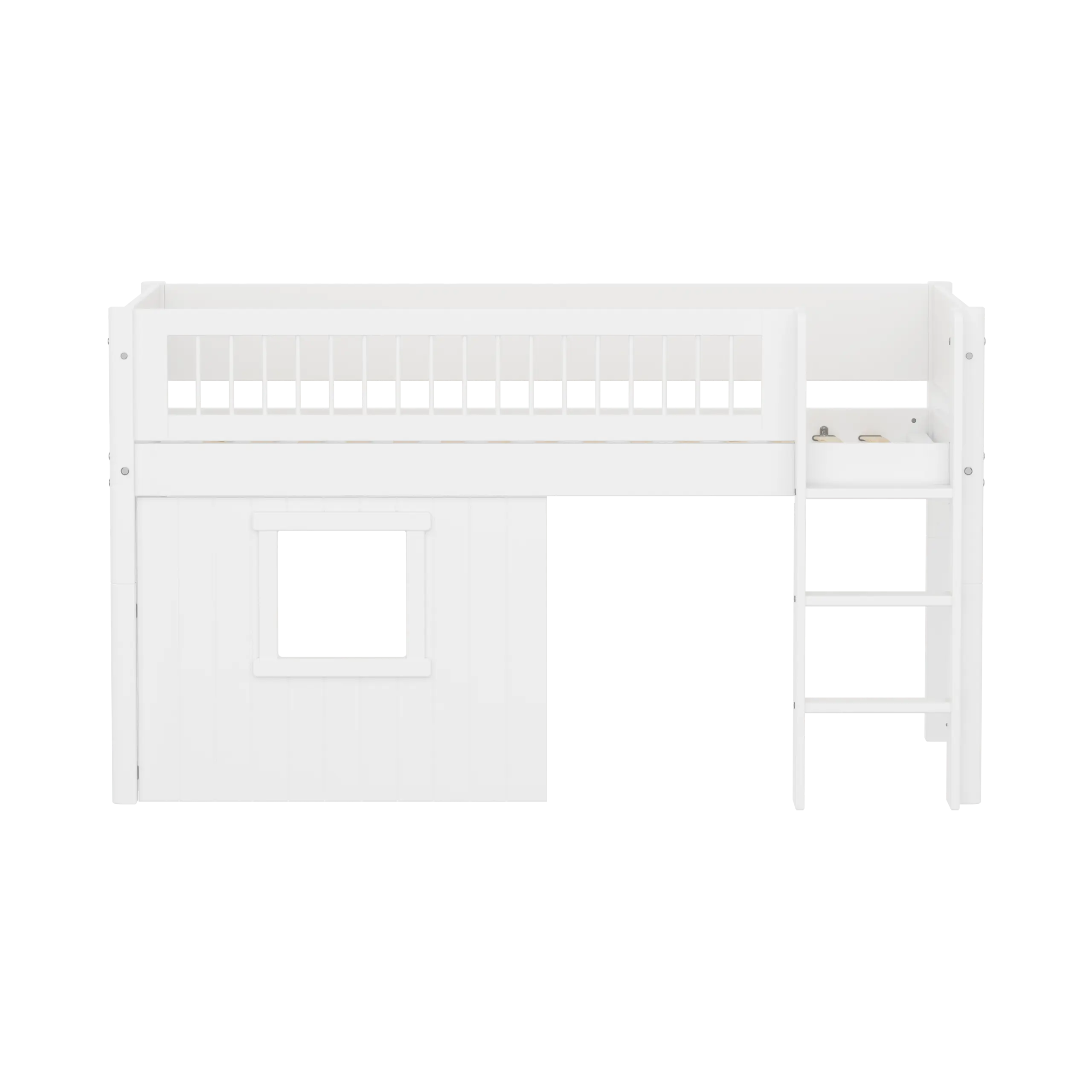 High Bed 120 cm with Treehouse, 90x200 cm, White - Image 2