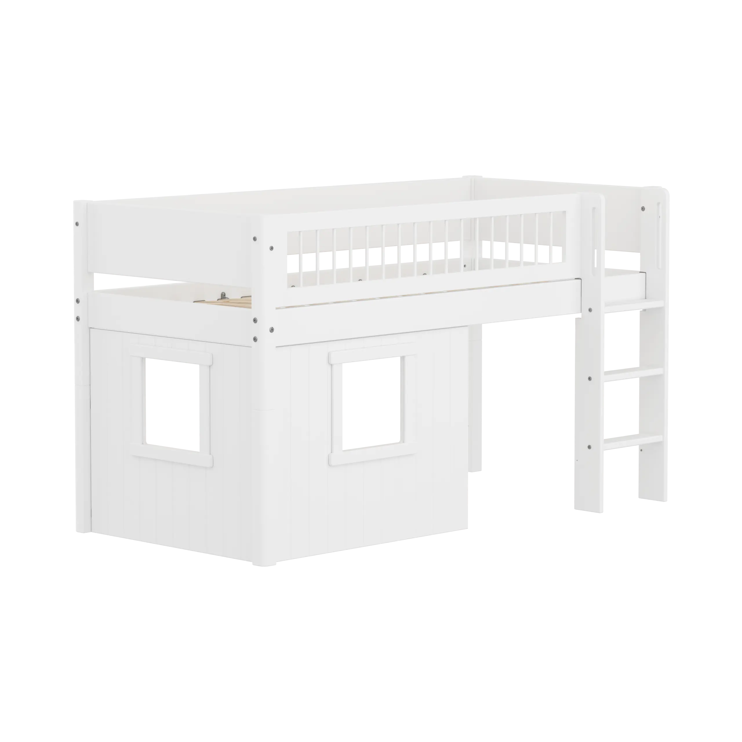 High Bed 120 cm with Treehouse, 90x200 cm, White - Image 3