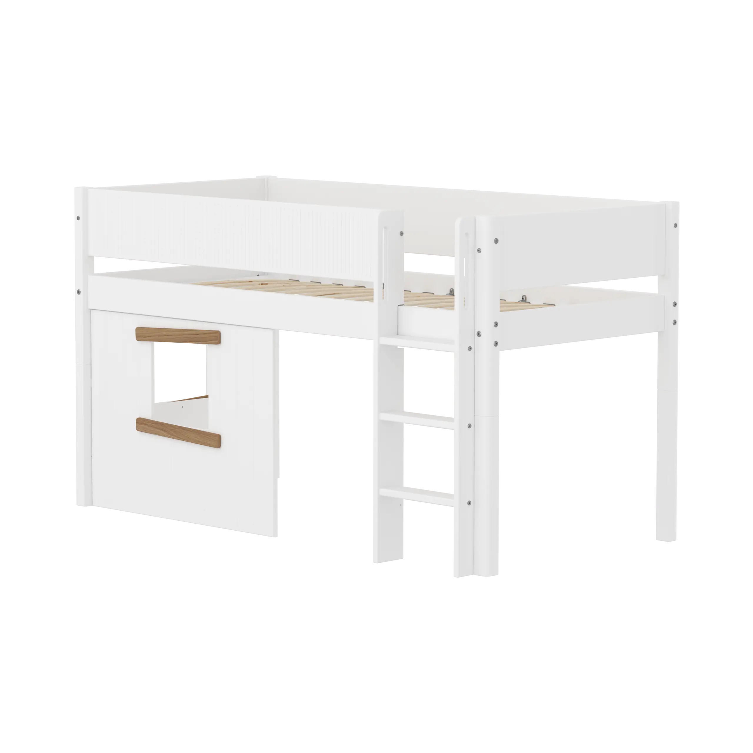 High Bed 120 cm with Treehouse, 90x200 cm, White/Oak