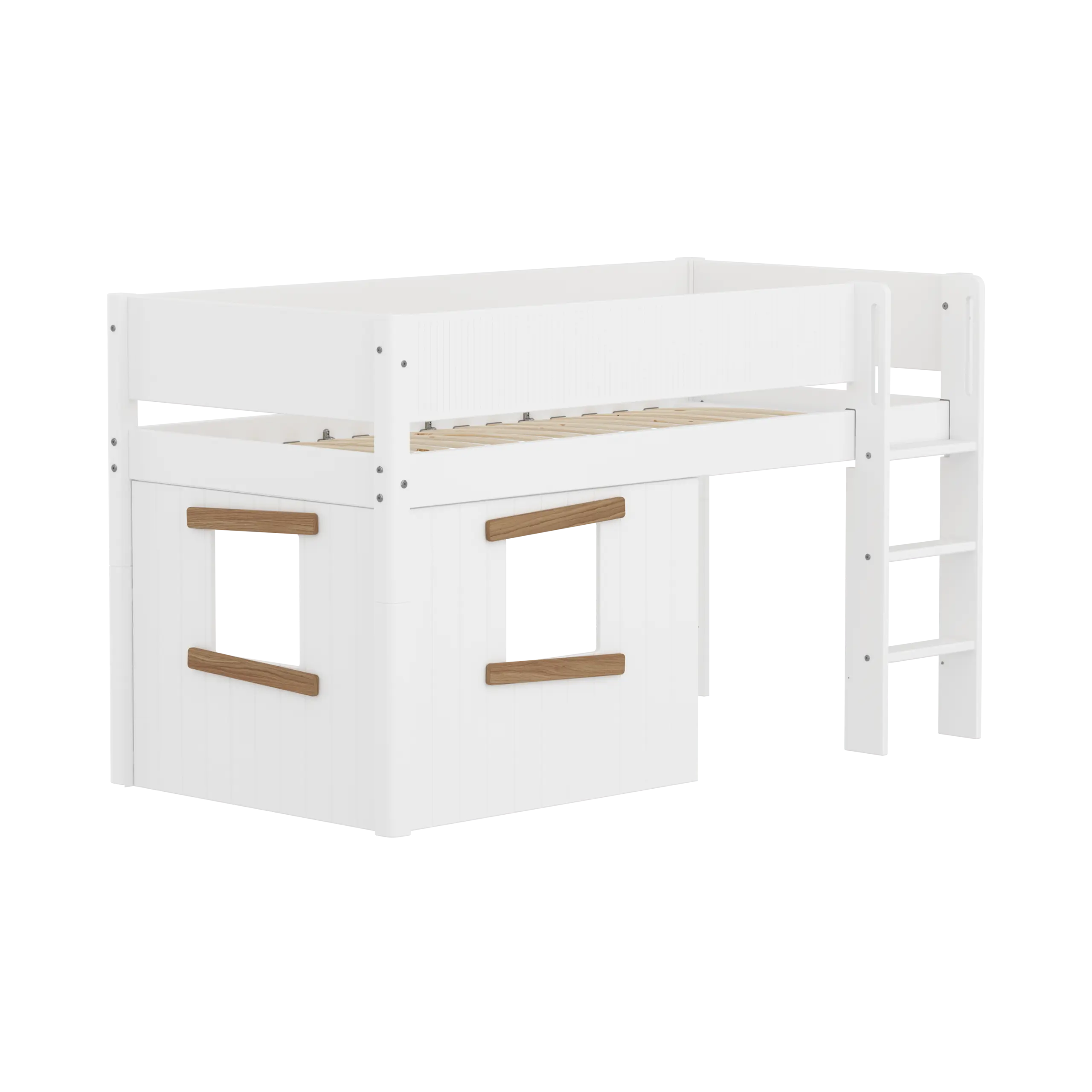 High Bed 120 cm with Treehouse, 90x200 cm, White/Oak - Image 3
