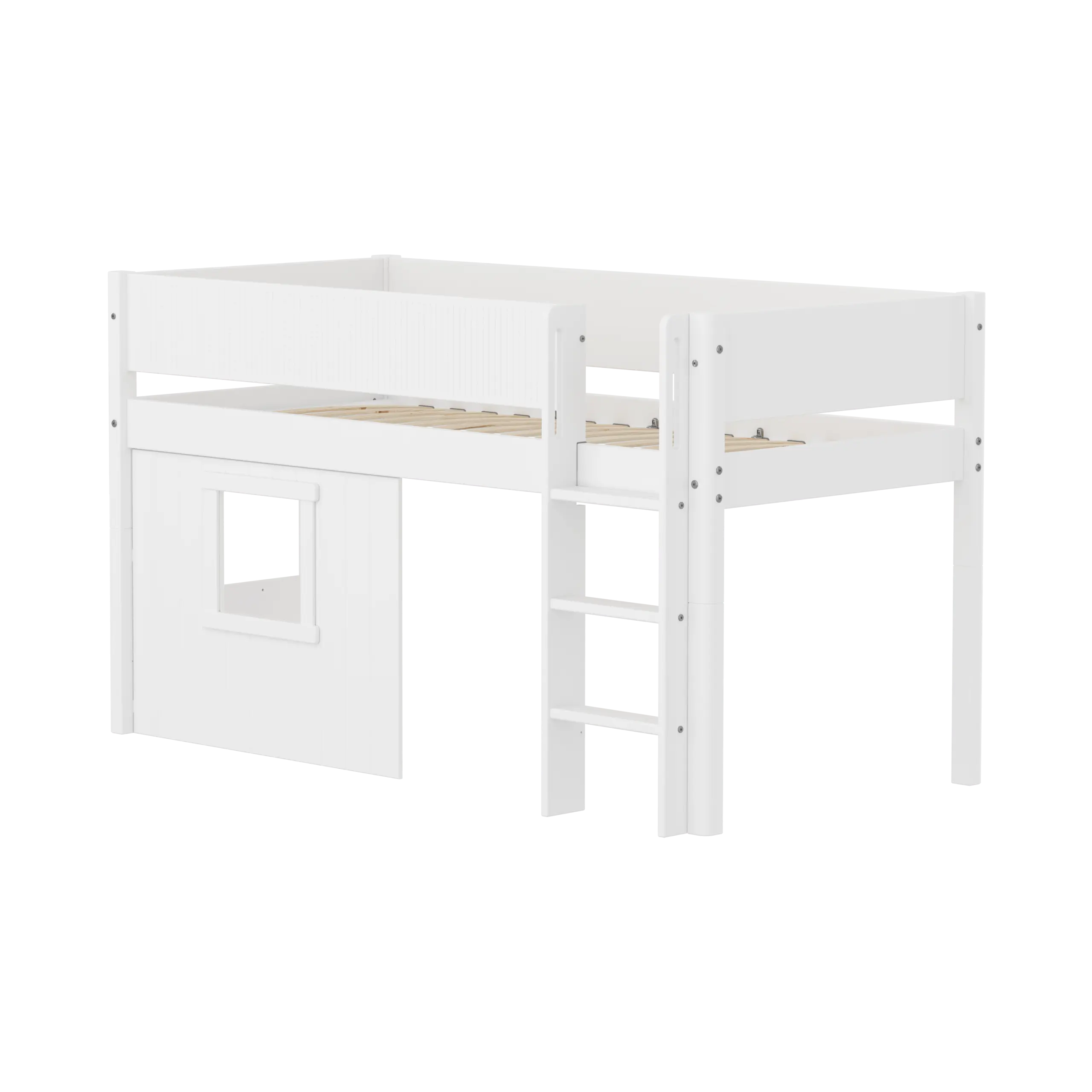High Bed 120 cm with Treehouse, 90x200 cm, White