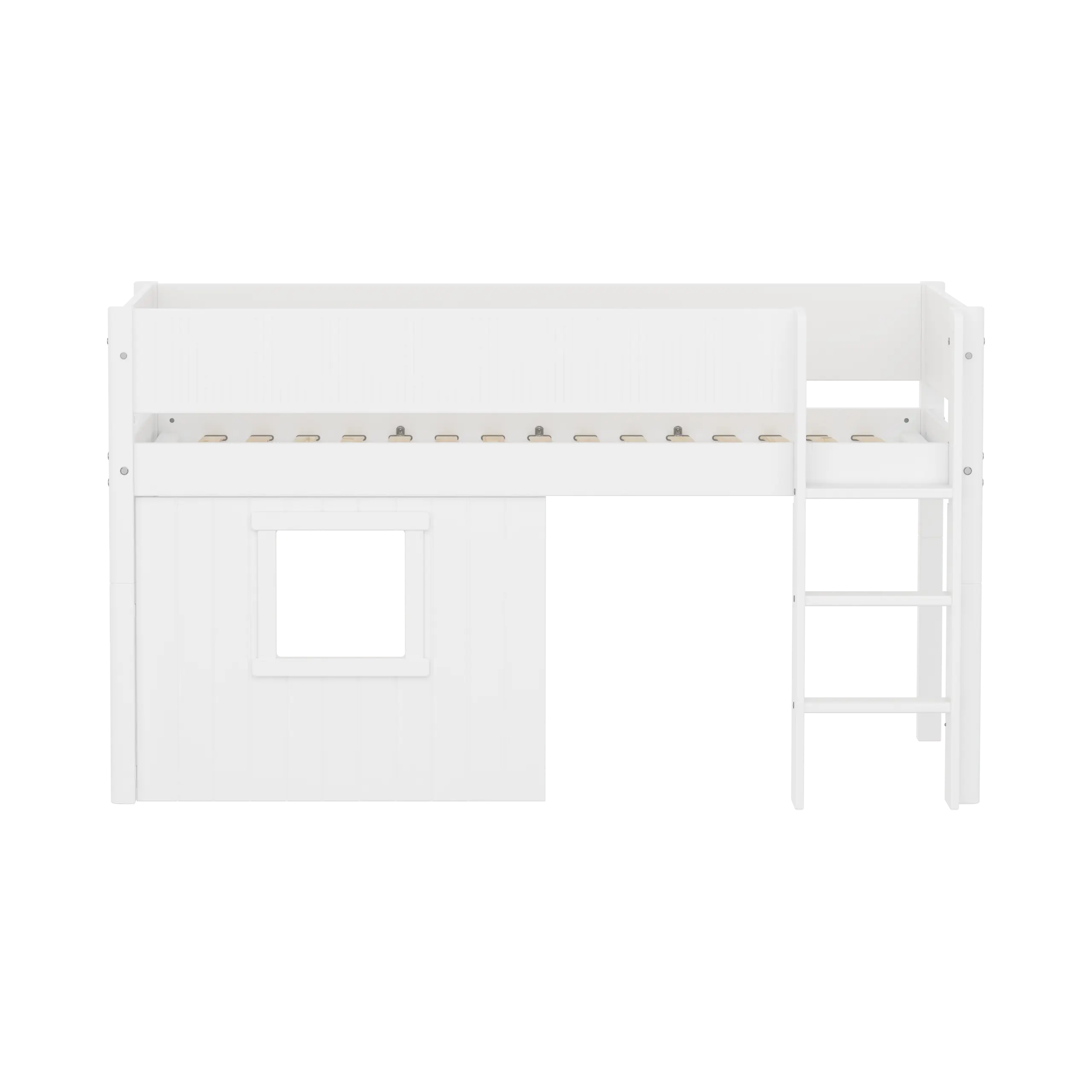 High Bed 120 cm with Treehouse, 90x200 cm, White - Image 2
