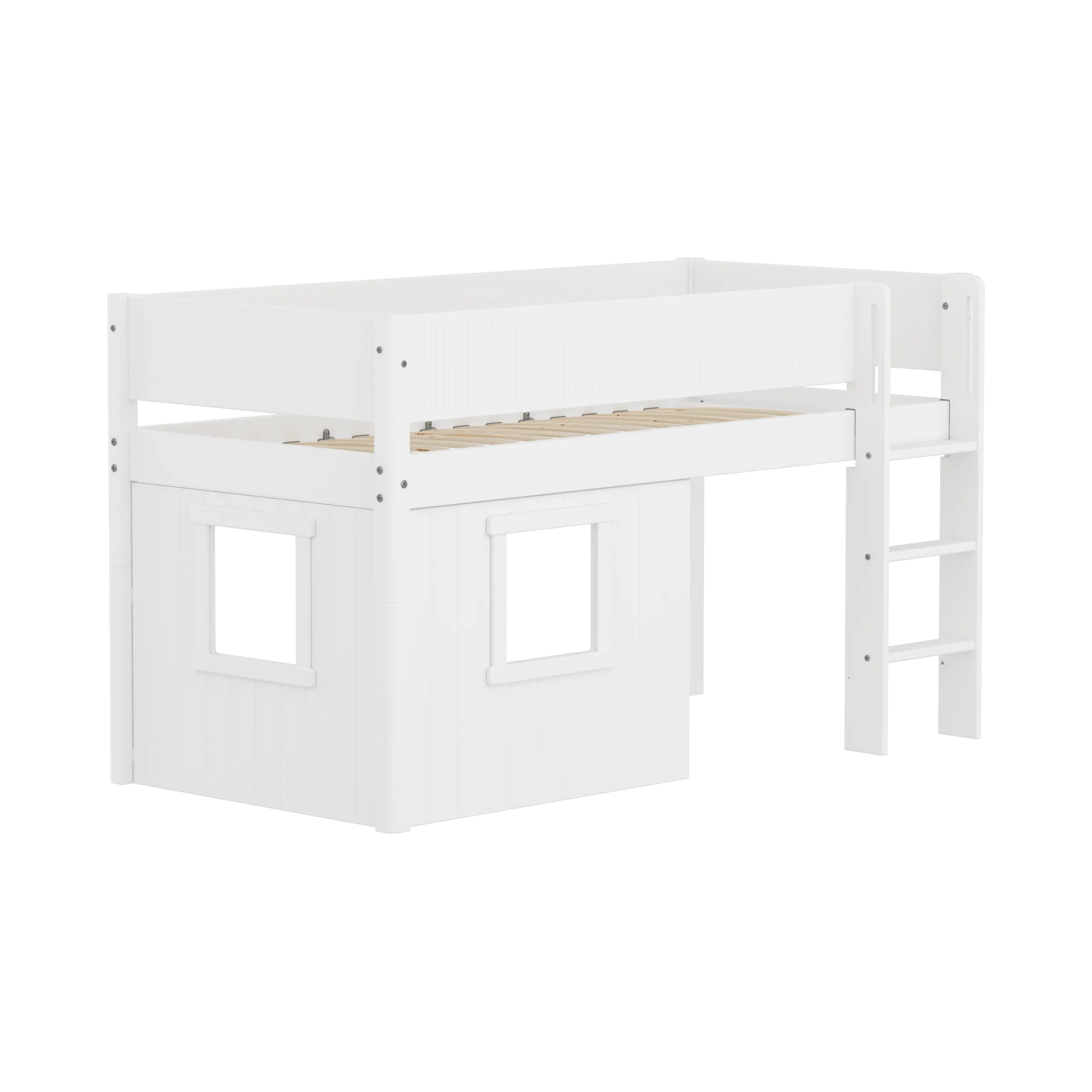 High Bed 120 cm with Treehouse, 90x200 cm, White - Image 3