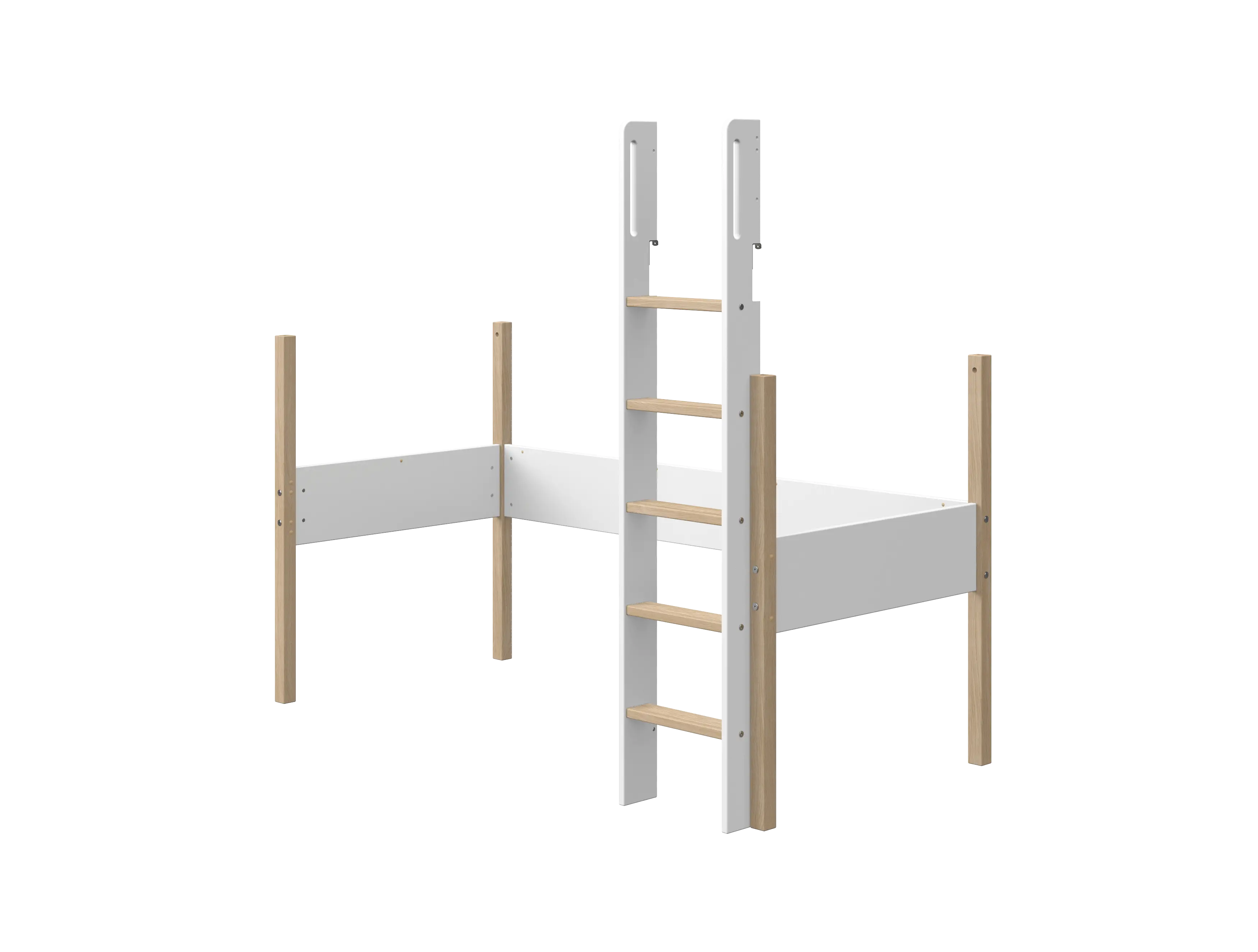 Ladder and Legs for High Bed 184 cm, 90x200 cm, White/Oak
