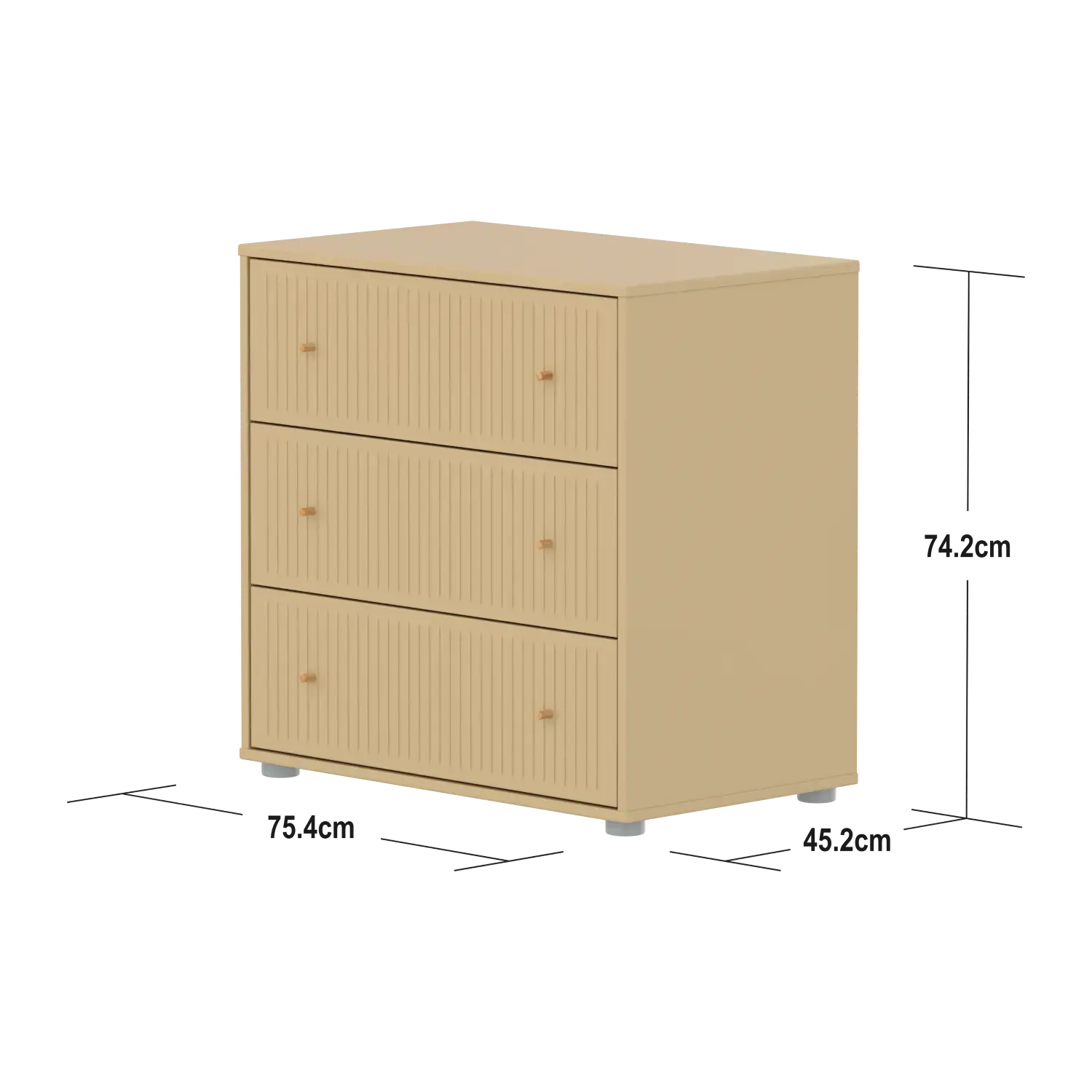 SAGA Chest, 3 drawer, Sand with Grooves - Image 4