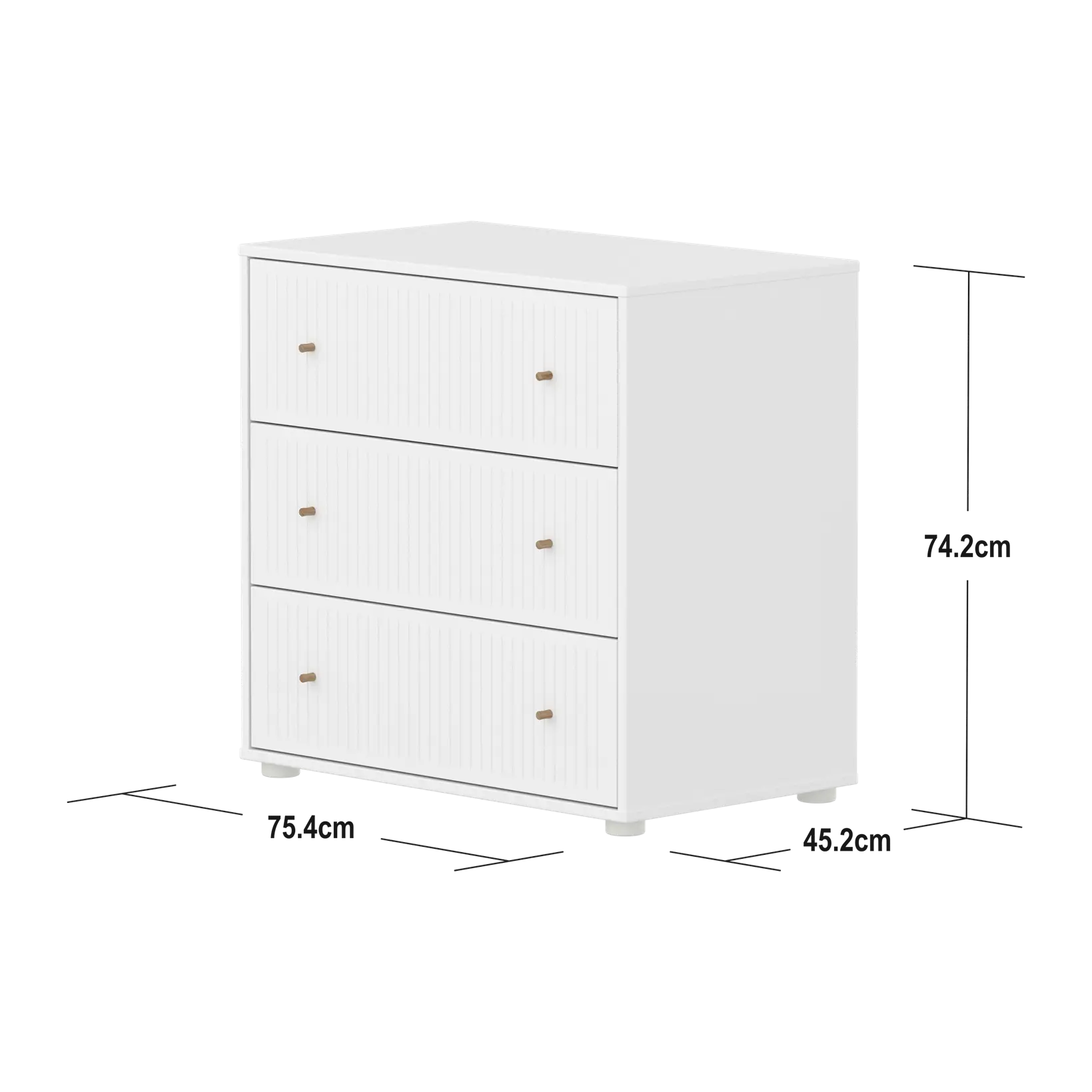 SAGA Chest, 3 drawer, White with Grooves - Image 4