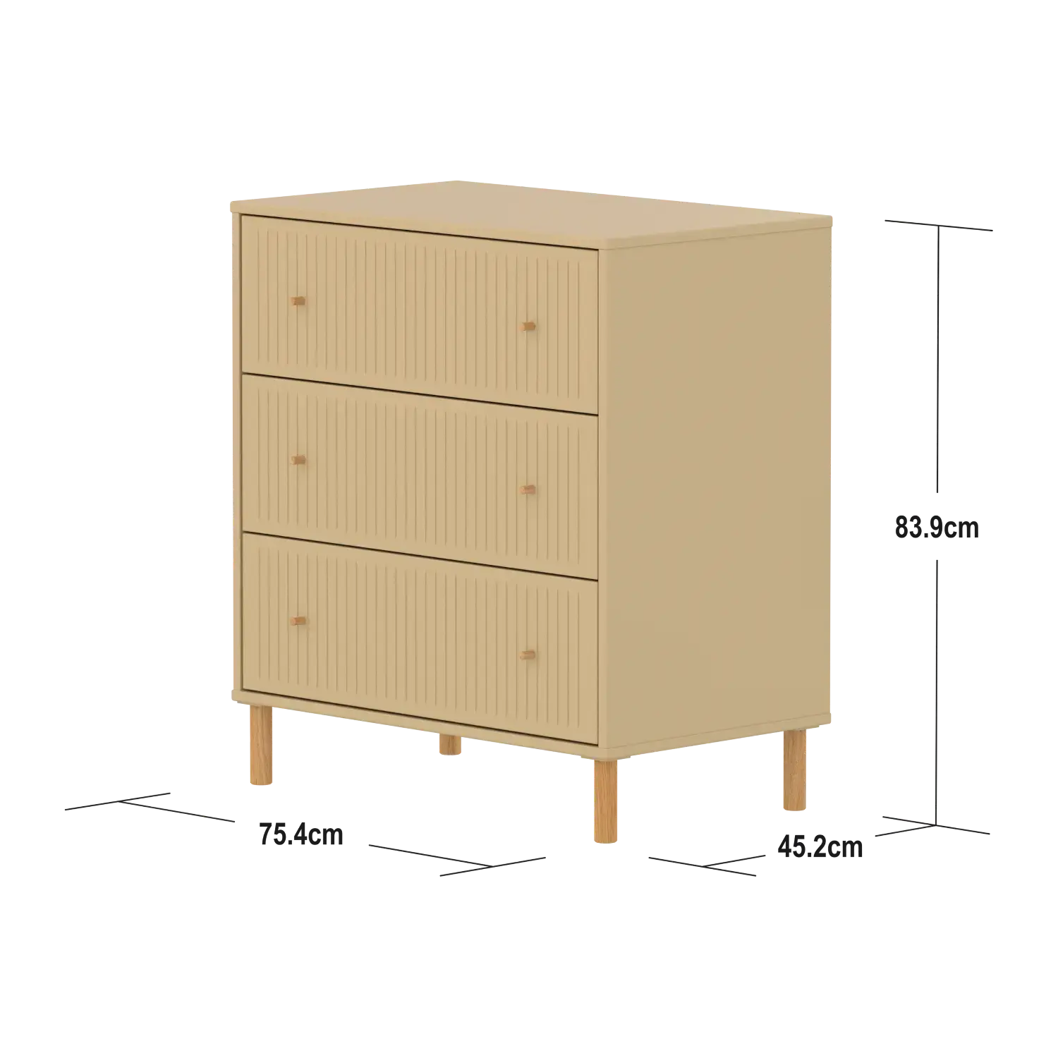 SAGA Chest, 3 drawer, Sand with Grooves - Image 4