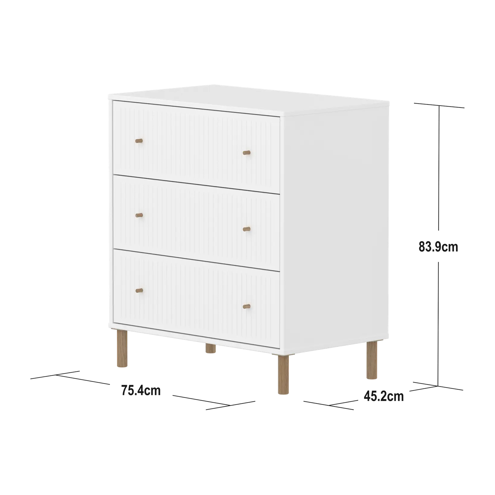 SAGA Chest, 3 drawer, White with Grooves - Image 4