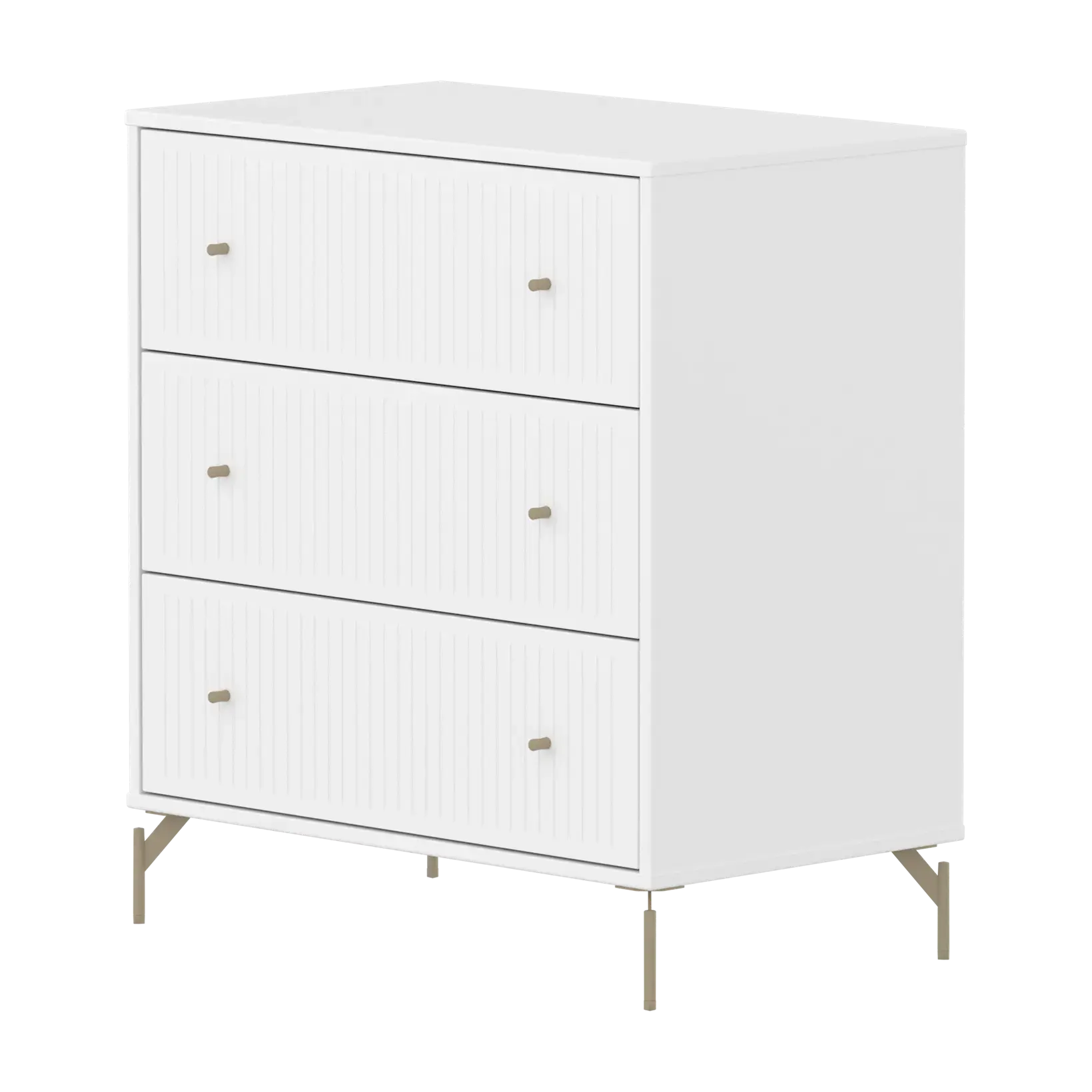 SAGA Chest, 3 drawer, White with Grooves