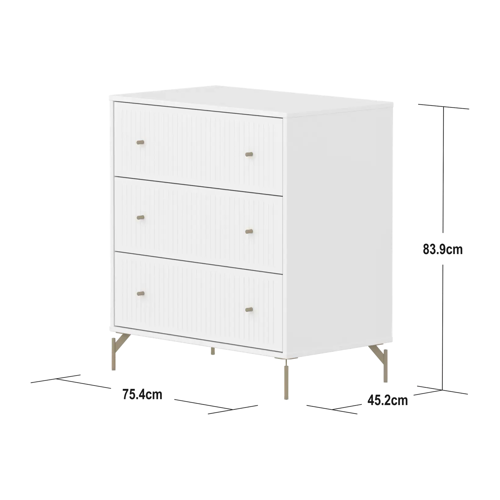 SAGA Chest, 3 drawer, White with Grooves - Image 4