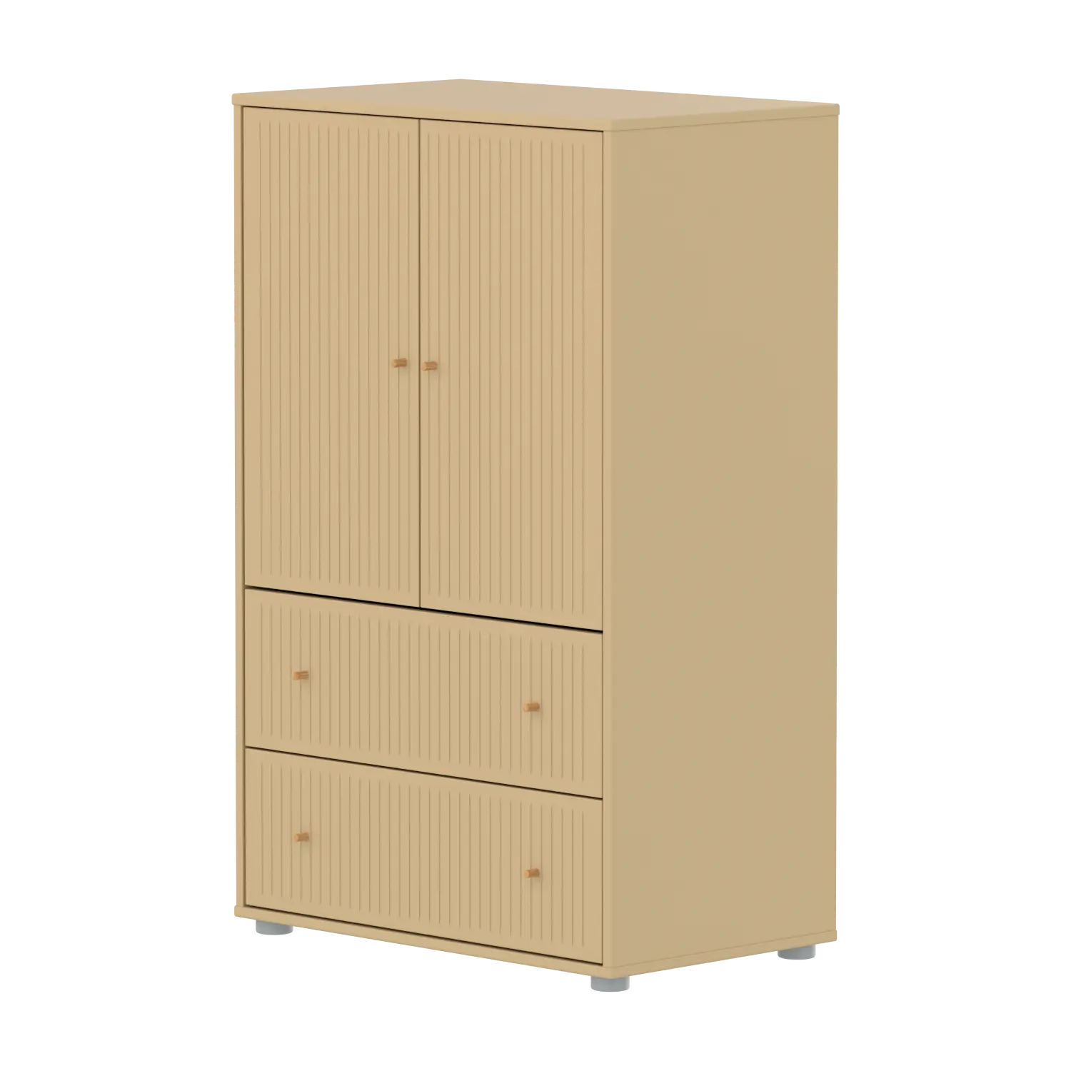 SAGA Cupboard, 2 door & 2 drawer, Sand with grooves