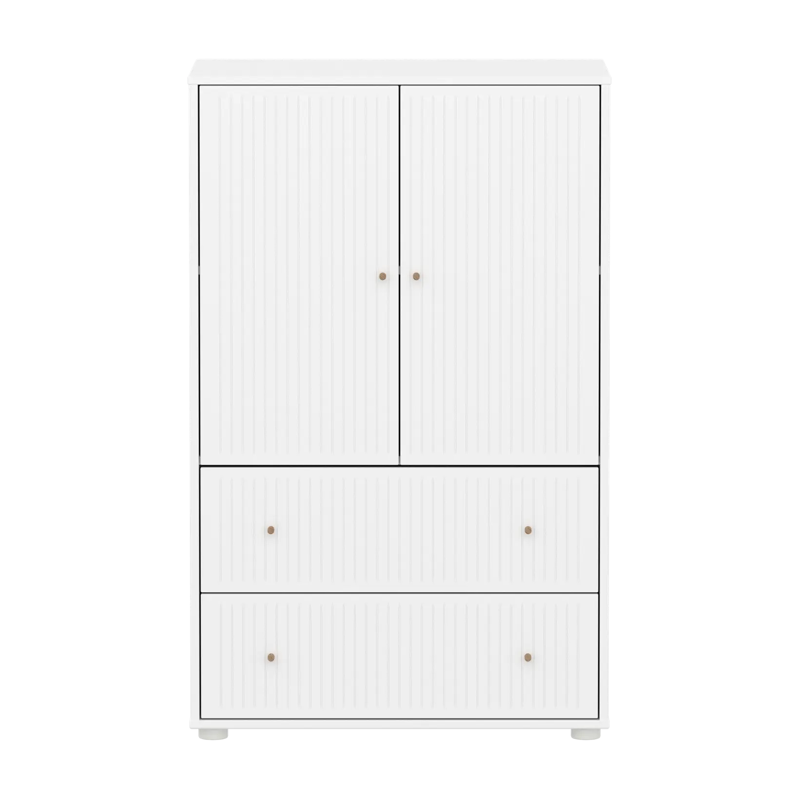SAGA Cupboard, 2 door & 2 drawer, White with grooves - Image 2