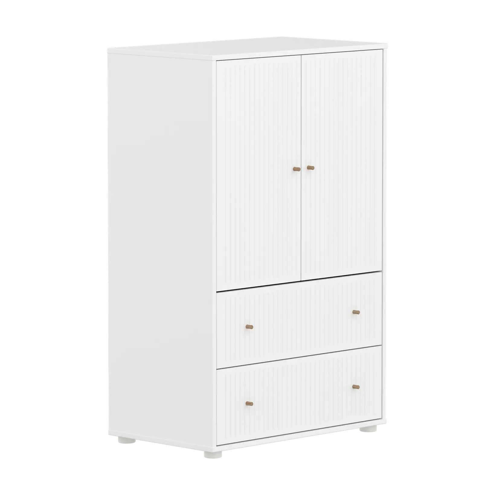 SAGA Cupboard, 2 door & 2 drawer, White with grooves - Image 3