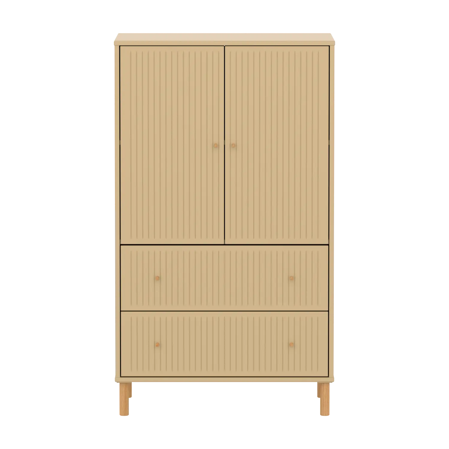 SAGA Cupboard, 2 door & 2 drawer, Sand with grooves - Image 2